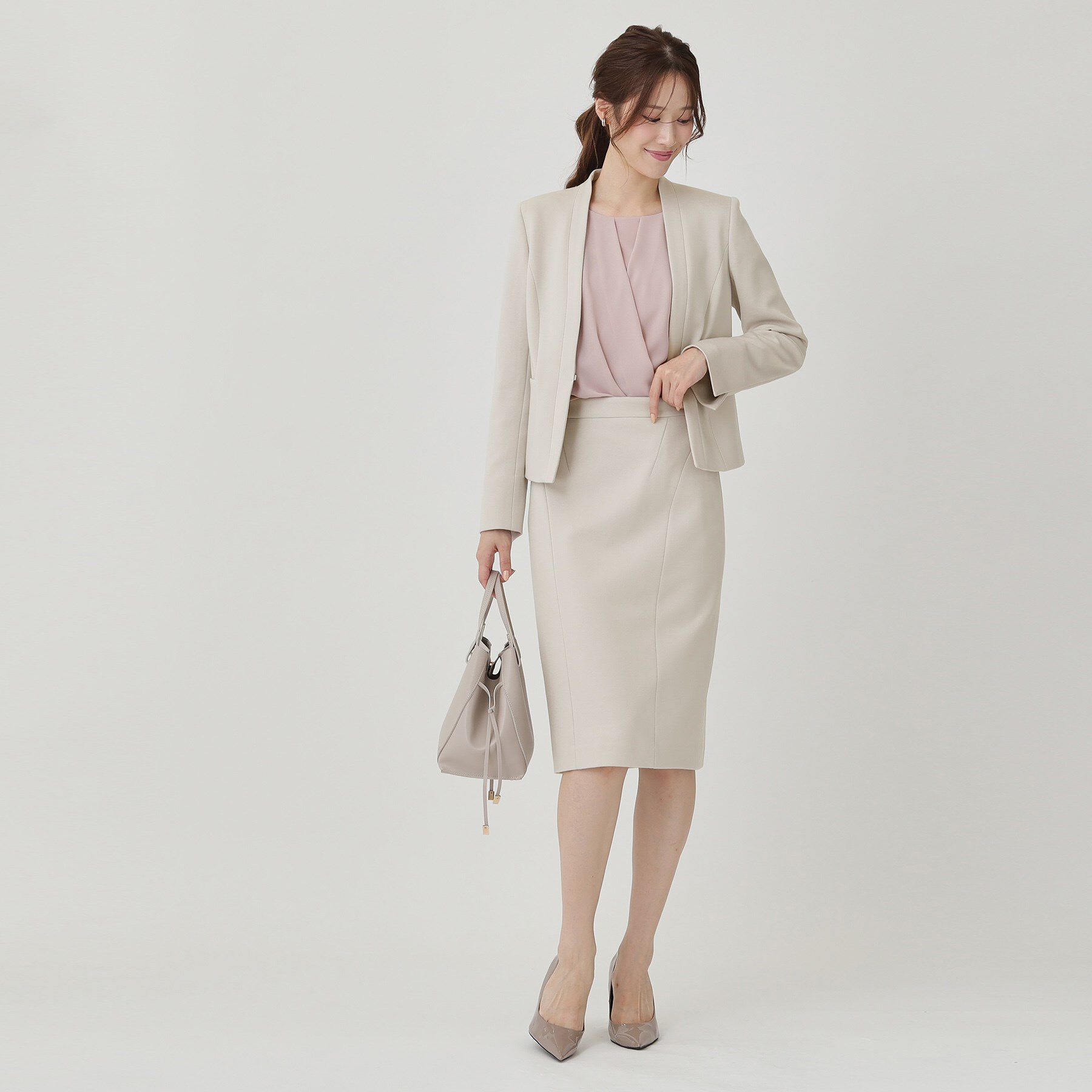 COUP DE CHANCE「【日本製／セットアップ可】ジャージ素材のカラーレスジャケット」|ノーカラージャケット|