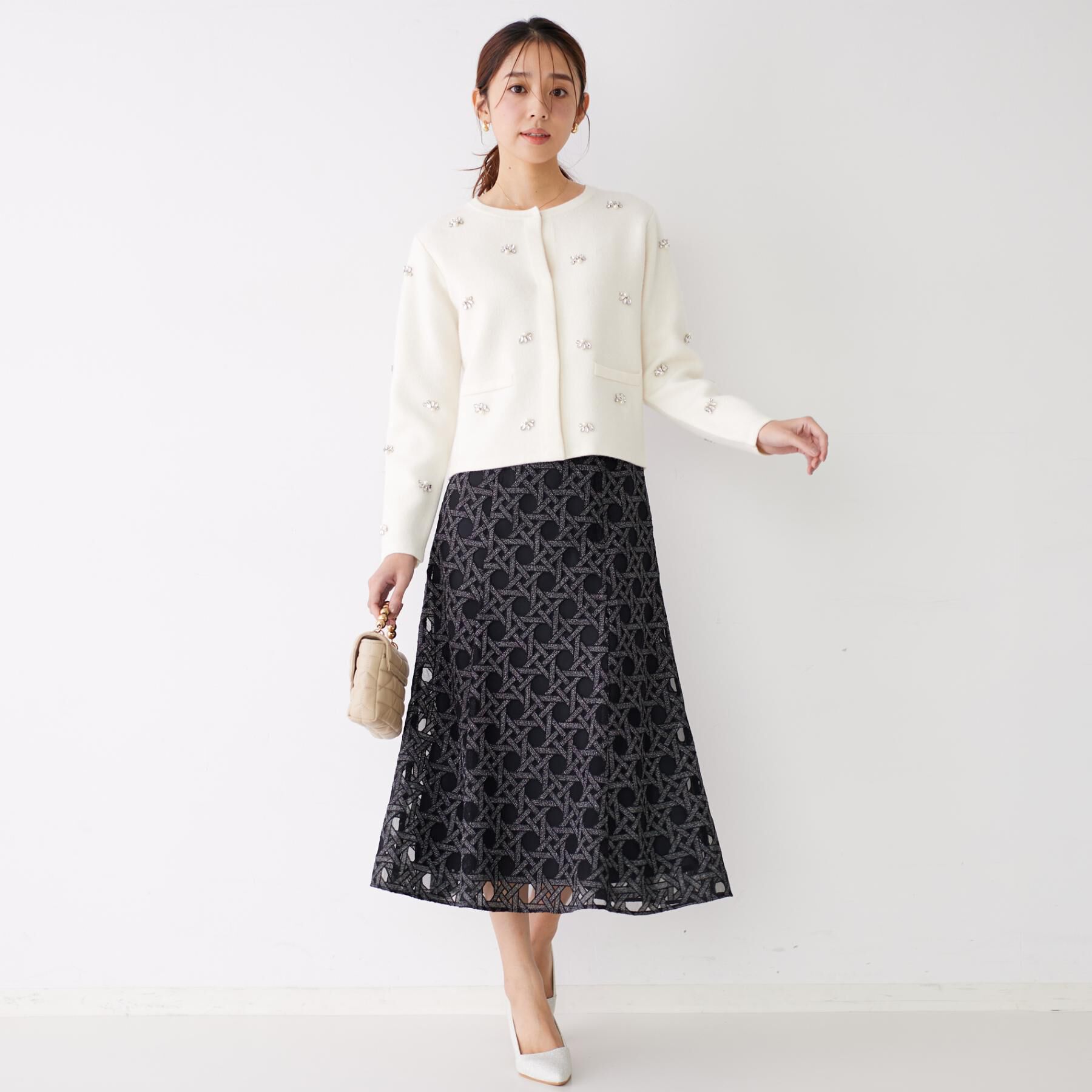 COUP DE CHANCE「【日本製】シアー刺繍のフレアースカート」|スカート|