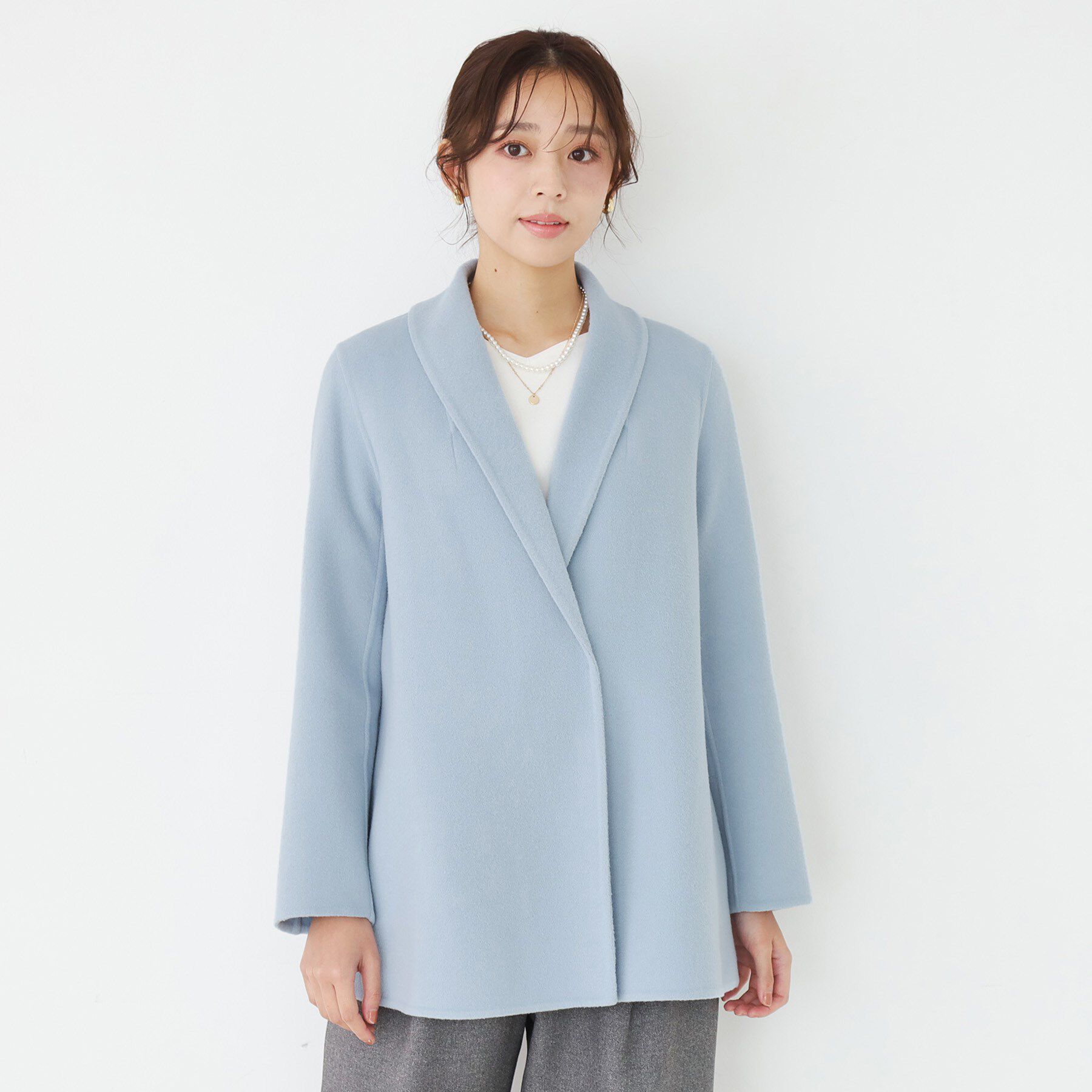 COUP DE CHANCE「【リバー仕立て／裏地無し】軽く羽織れるウールリバーコート」|ステンカラーコート|