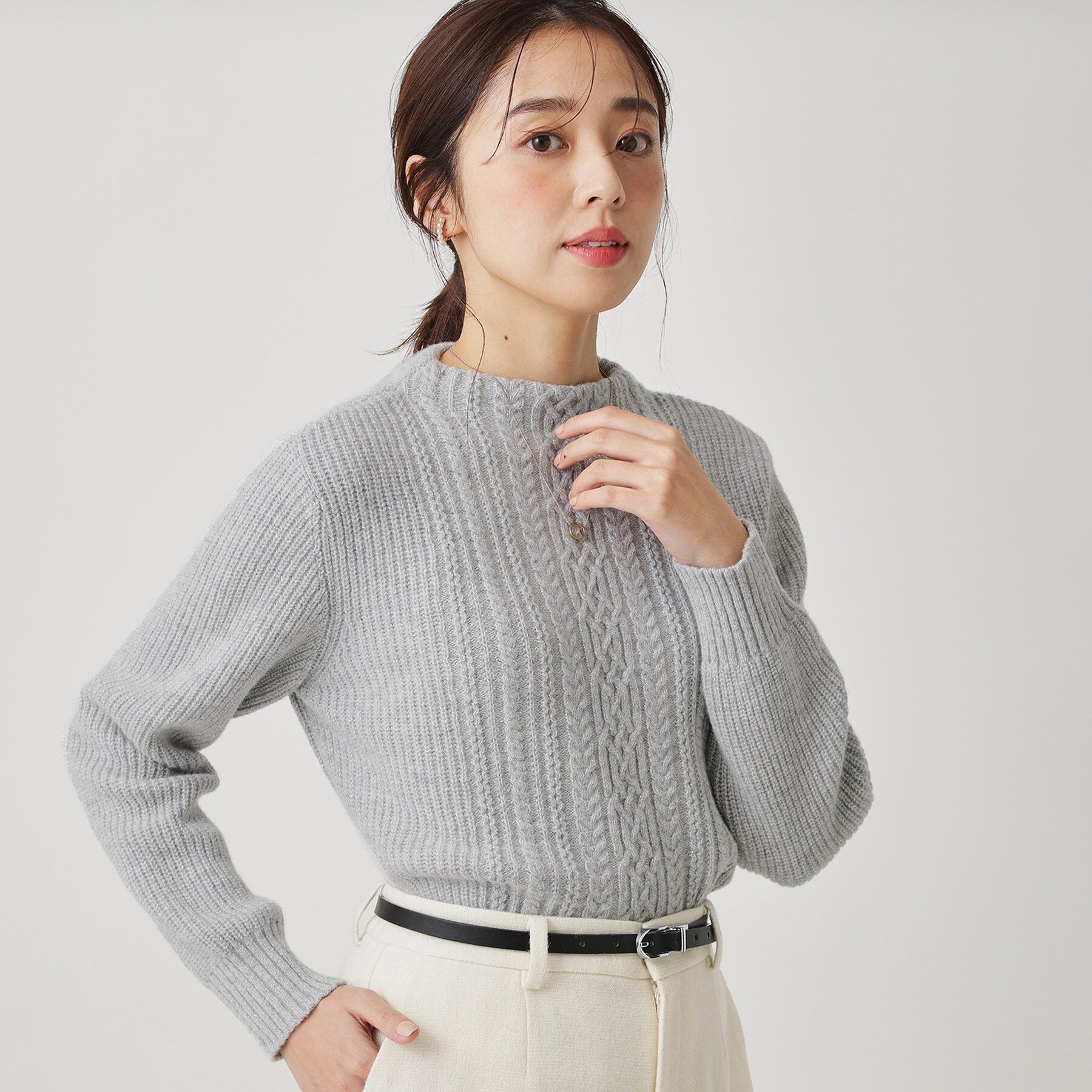 COUP DE CHANCE「【手洗い可／日本製】ケーブルデザインのニットトップス」|ニット・セーター|
