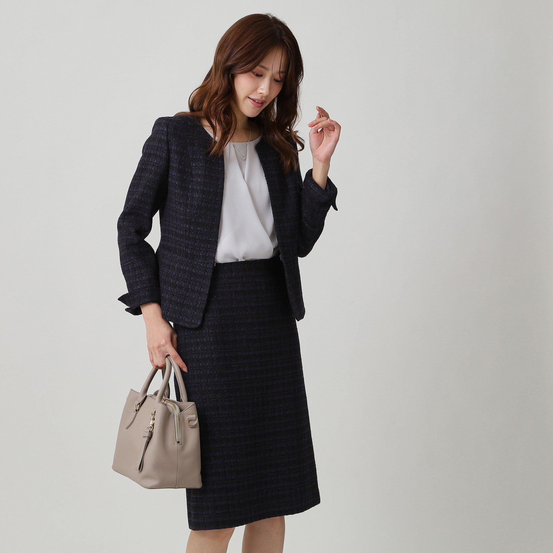 COUP DE CHANCE「【日本製／セットアップ】ファンシーツィードのセミAラインスカート」|スカート|