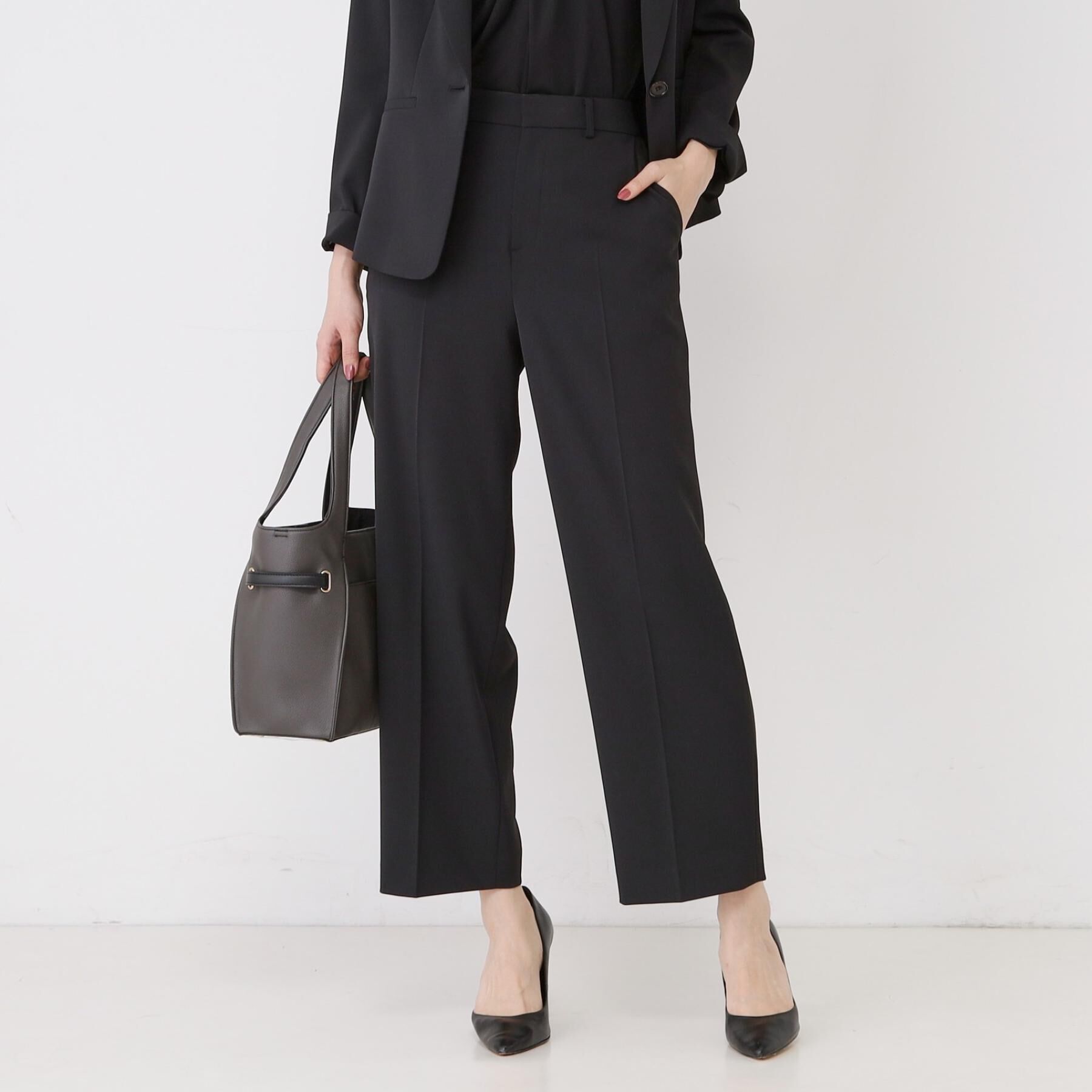 COUP DE CHANCE「【手洗い可／日本製／スーツ可】センタープレスストレートワイドパンツ」|その他|ブラック(019)