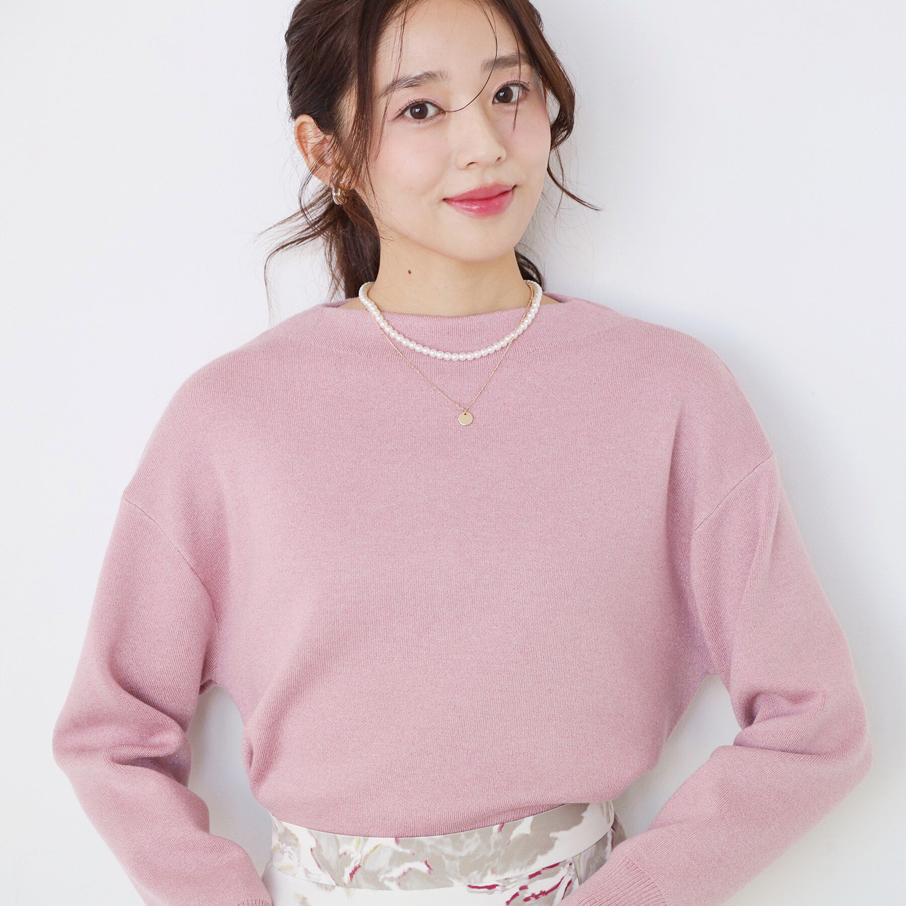 COUP DE CHANCE「【手洗い可】ラメ混ニットトップス」|ニット・セーター|ピンク(071)