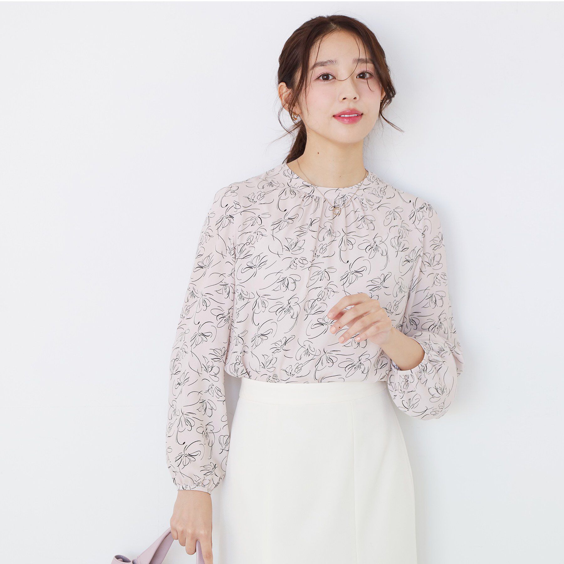 COUP DE CHANCE「【手洗い可／日本製】花柄モックネックブラウス」|シャツ・ブラウス|