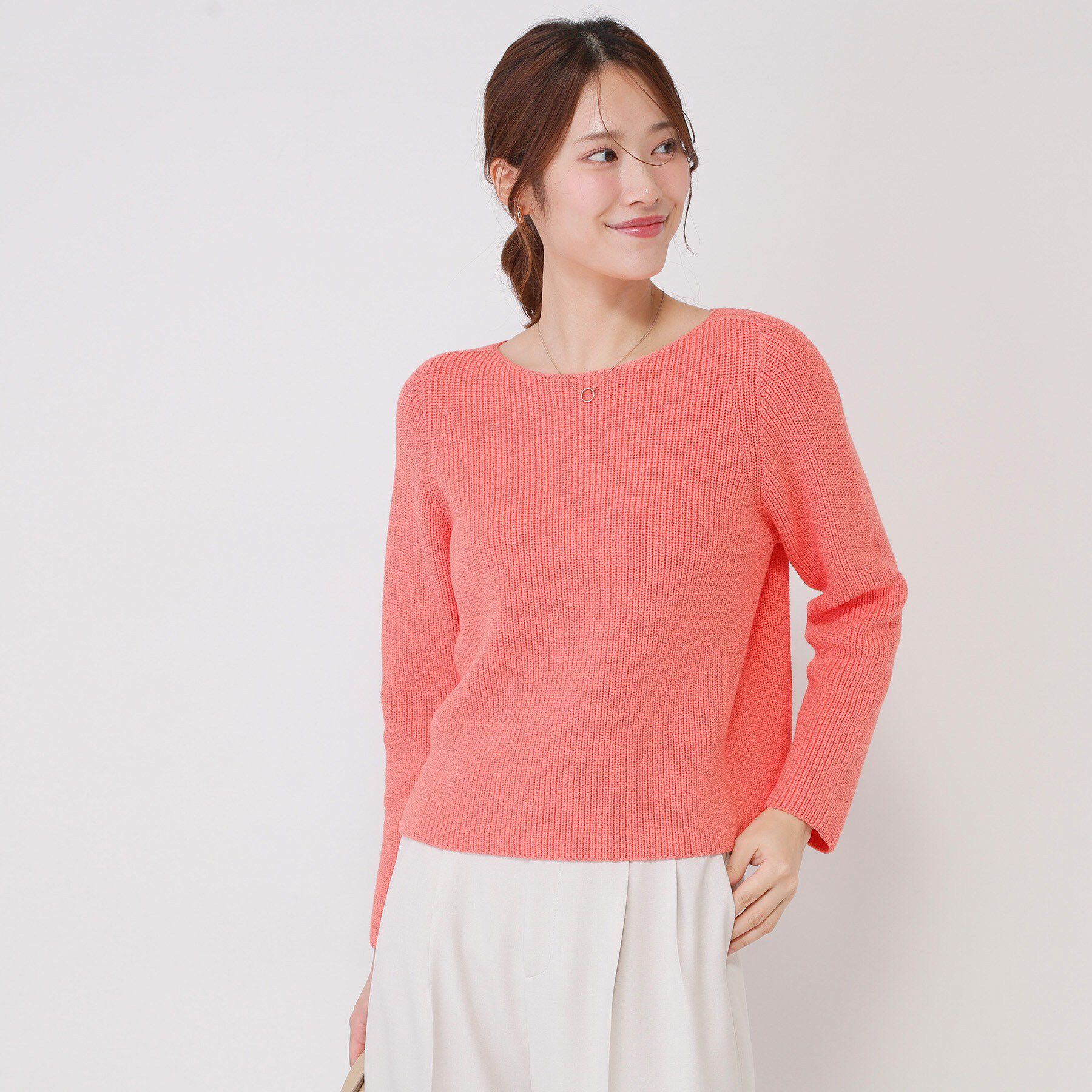 COUP DE CHANCE「【手洗い可／日本製】ミドルゲージ軽やかニットトップス」|ニット・セーター|オレンジ(066)