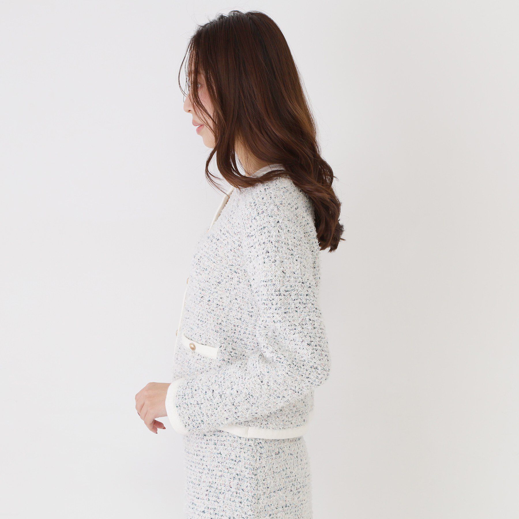 COUP DE CHANCE「【洗える/セットアップ可】ツィード調ニットカーディガン」|カーディガン|