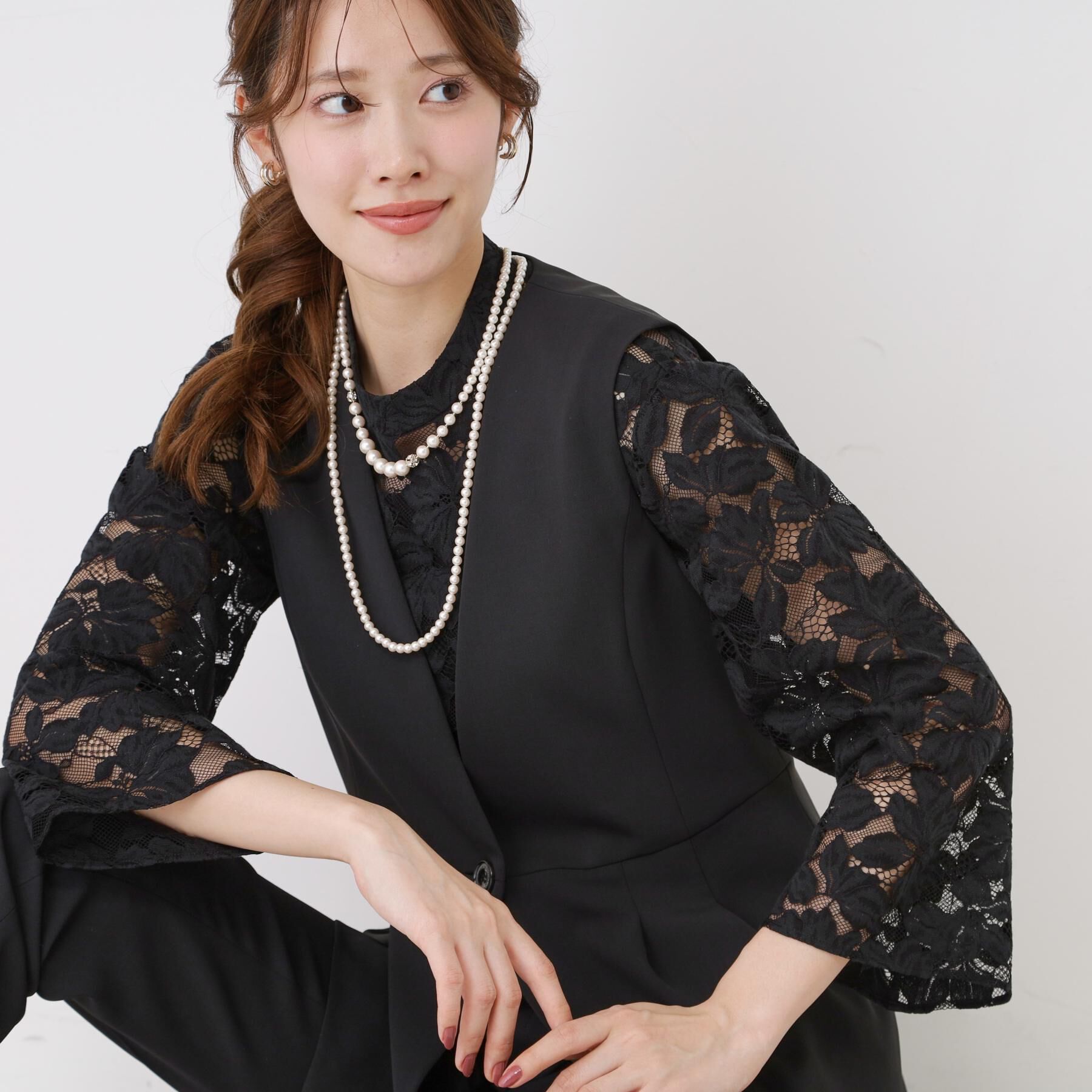 COUP DE CHANCE「【手洗い可】コットン混レースブラウス」|シャツ・ブラウス|