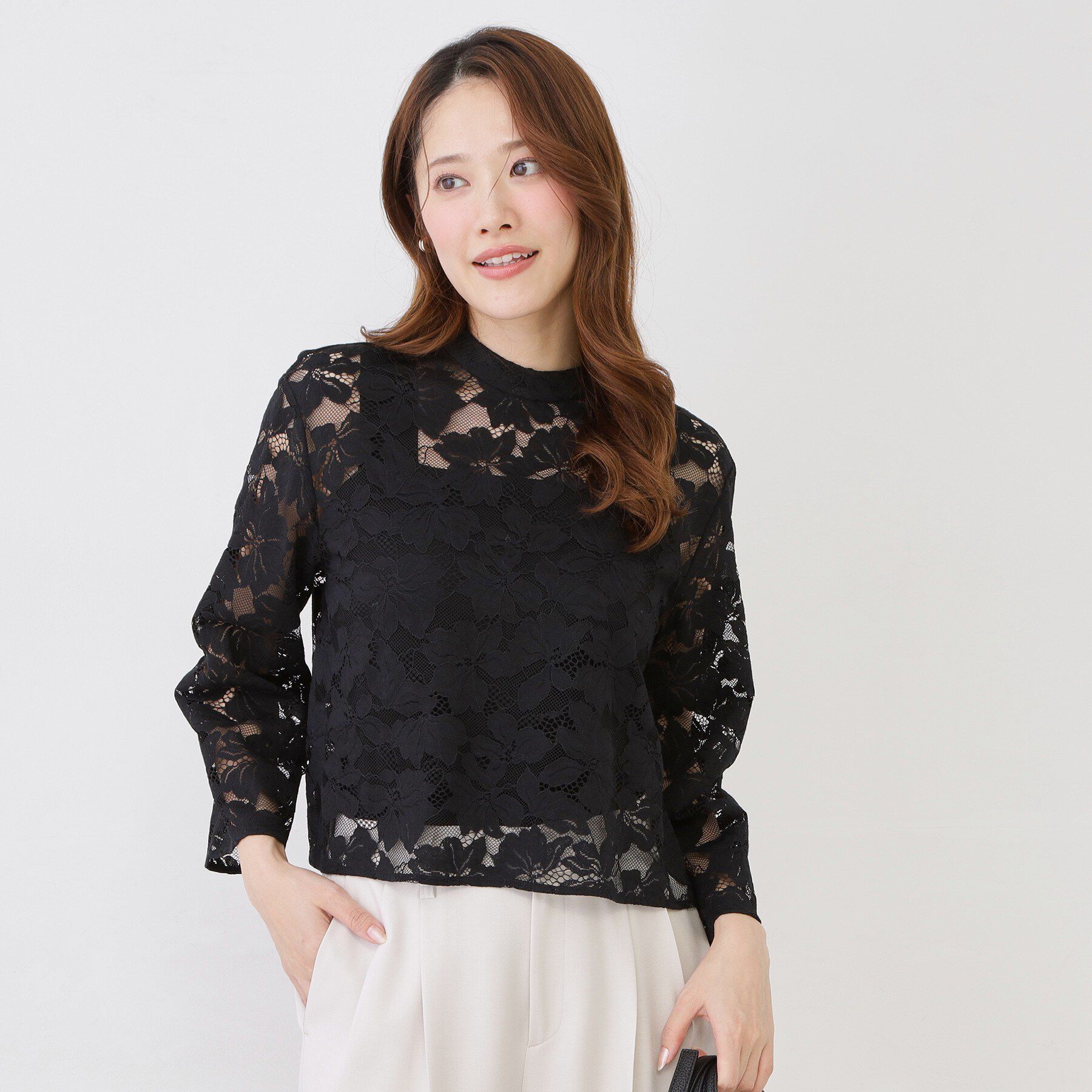 COUP DE CHANCE「【手洗い可】コットン混レースブラウス」|シャツ・ブラウス|ブラック(019)