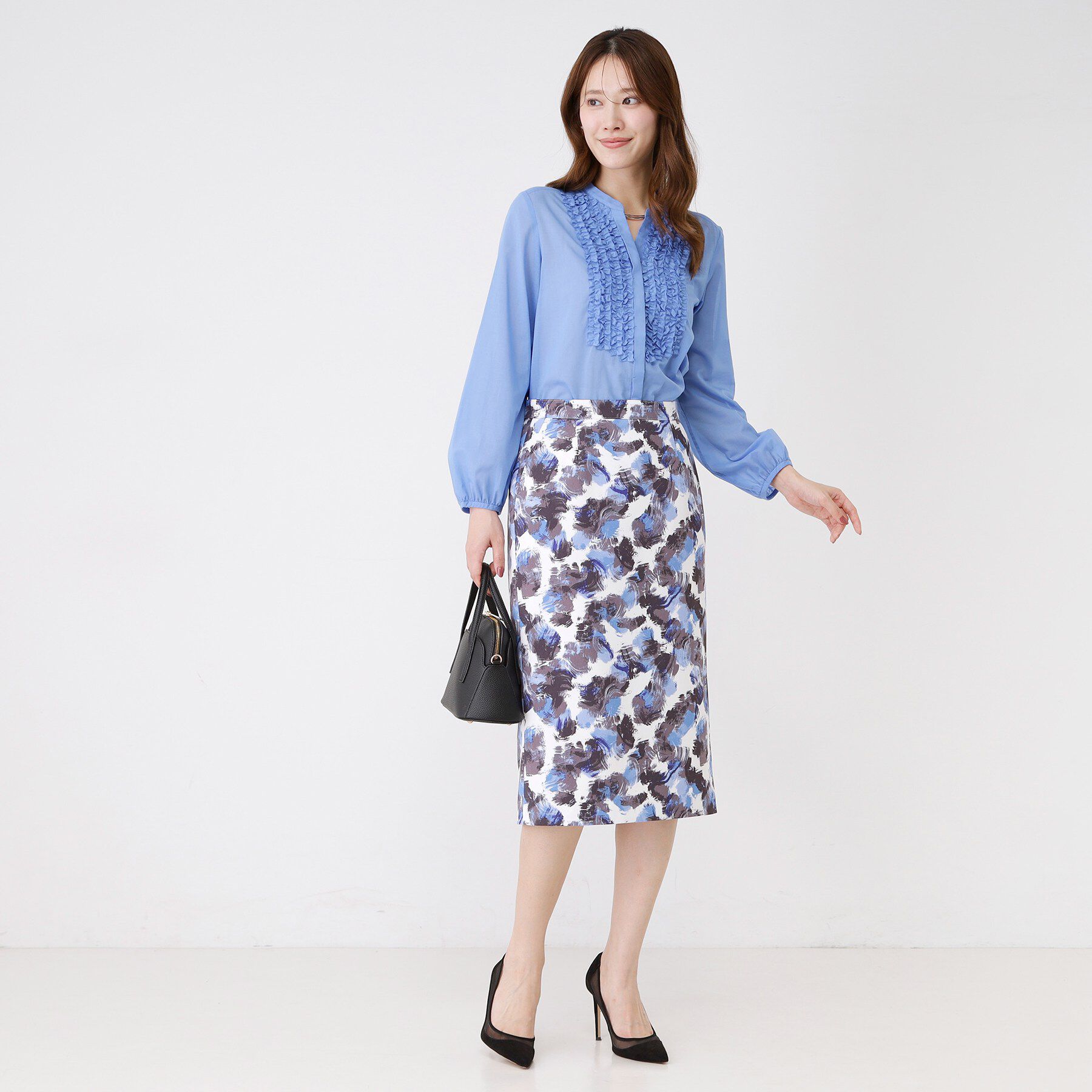 COUP DE CHANCE「【手洗い可／日本製】アート風花柄タイトスカート」|スカート|