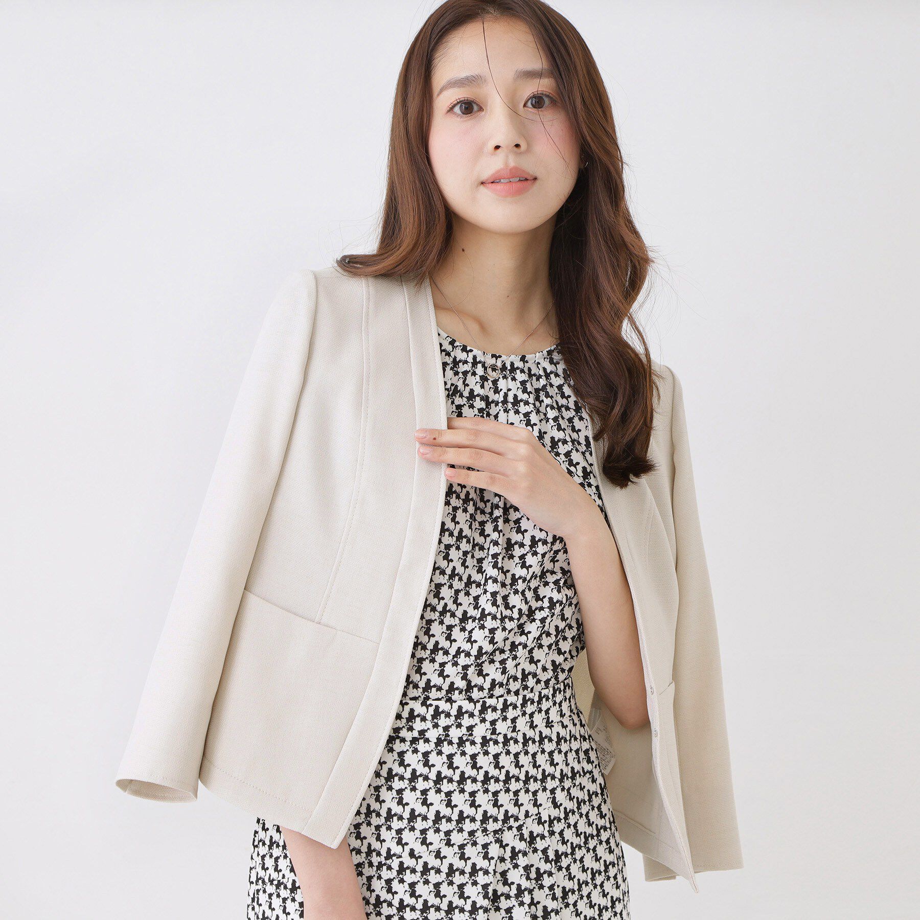 COUP DE CHANCE「【手洗い可／日本製／UVケア】リネンライク カラーレスジャケット」|ノーカラージャケット|