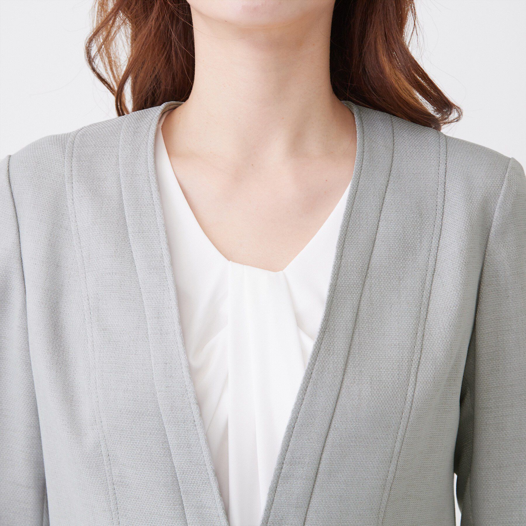 COUP DE CHANCE「【手洗い可／日本製／UVケア】リネンライク カラーレスジャケット」|ノーカラージャケット|