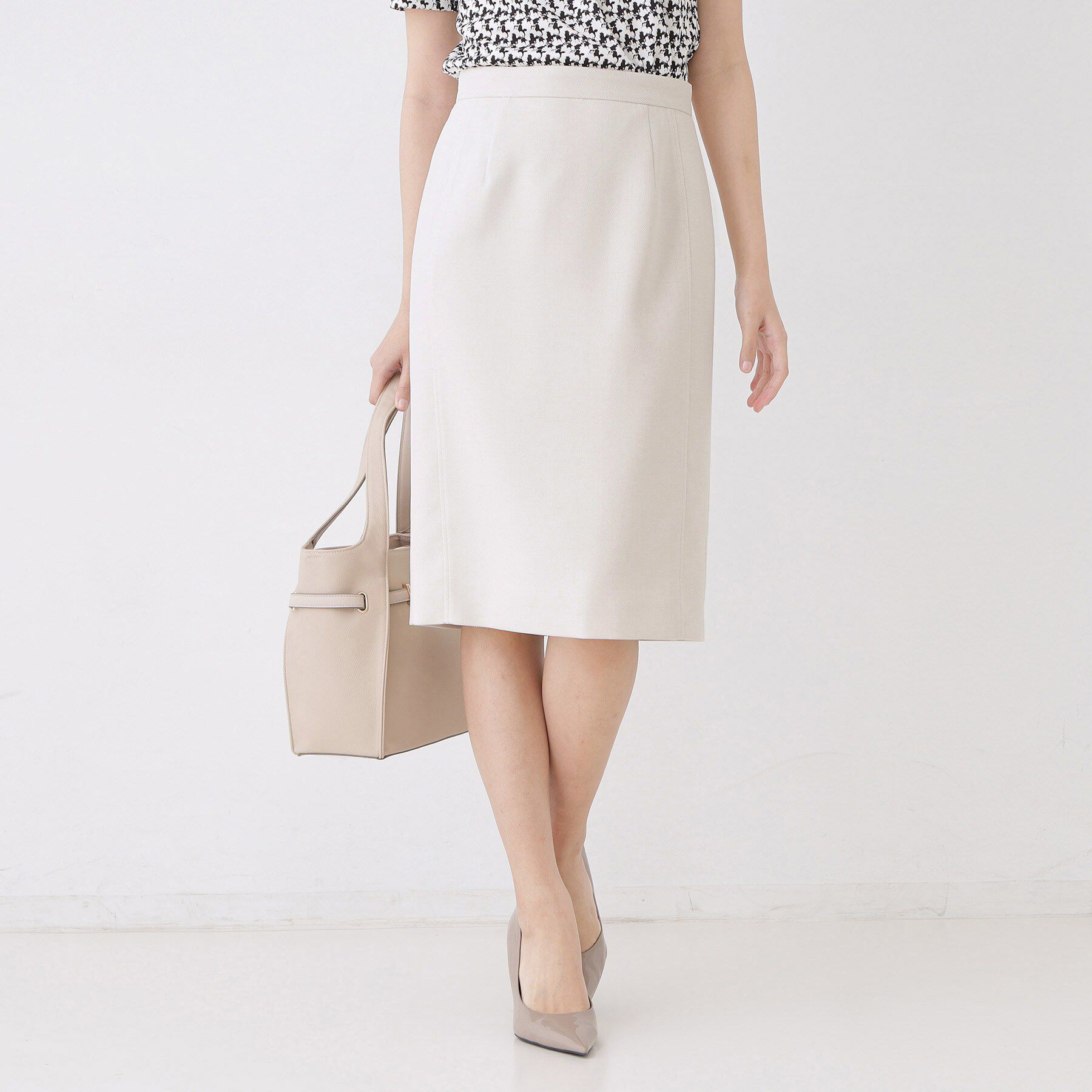 COUP DE CHANCE「【手洗い可／日本製／セットアップ可】リネンライク タイトスカート」|スカート|グレージュ(050)