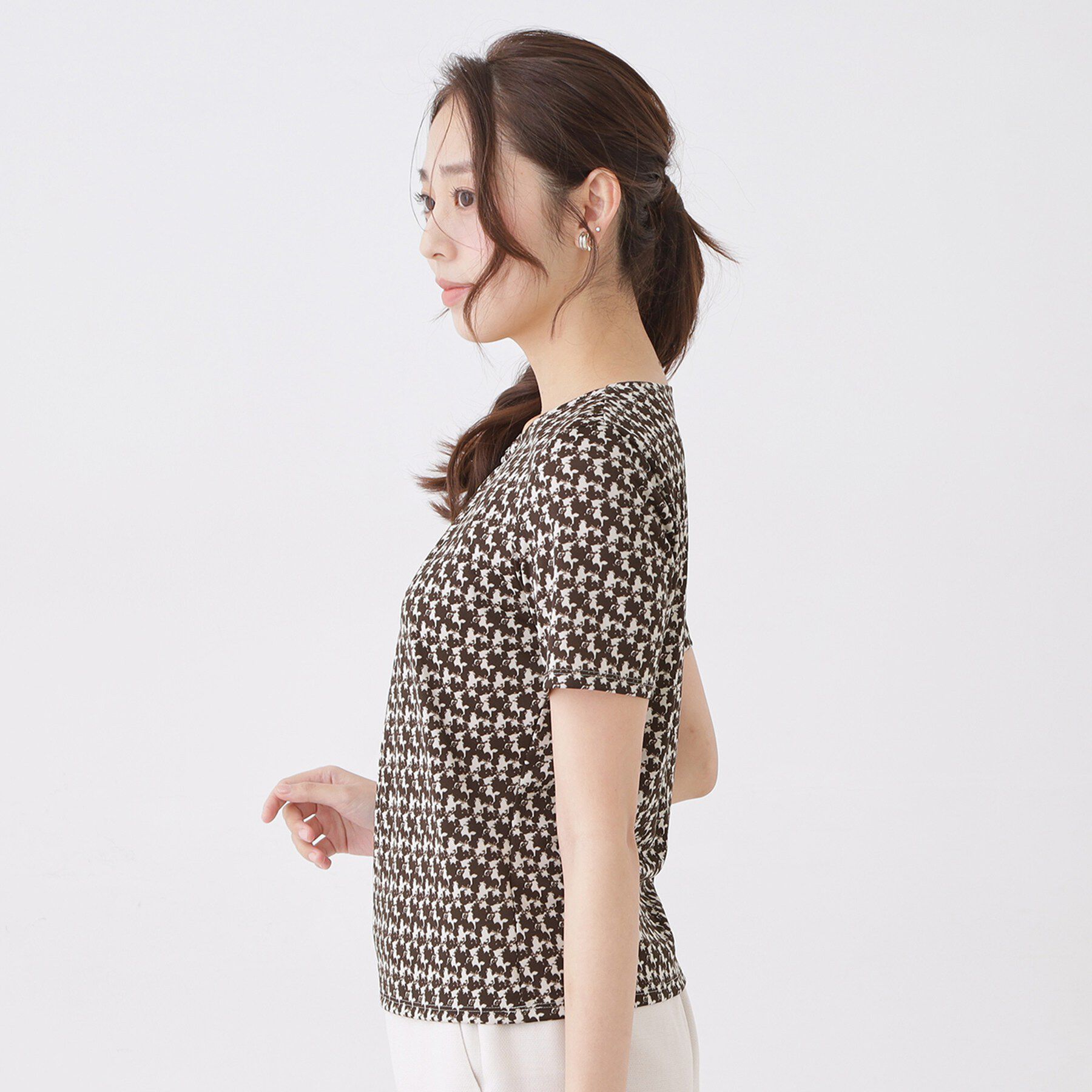 COUP DE CHANCE「【手洗い可/日本製/セットアップ可】幾何柄カットソー」|Tシャツ・カットソー|