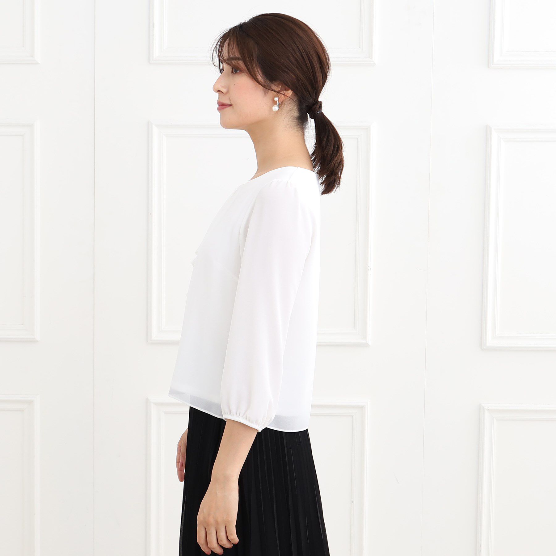 Reflect「【夏SALE／フォーマル/マシンウォッシュ可】フロントラッフルディティールブラウス」|シャツ・ブラウス|