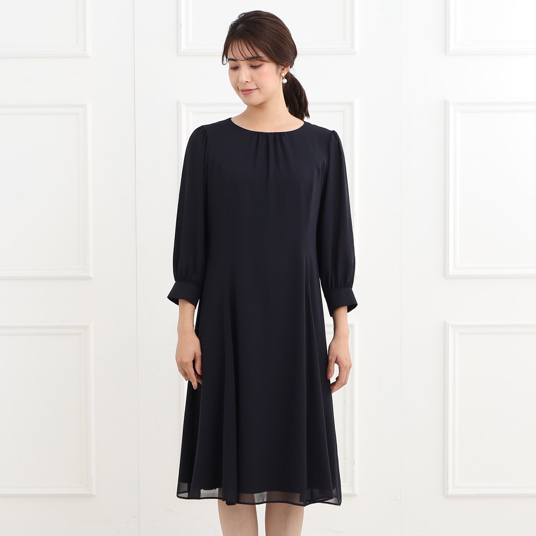 Reflect「【フォーマル/洗える】フィット＆フレアジョーゼットワンピース」|ワンピース|