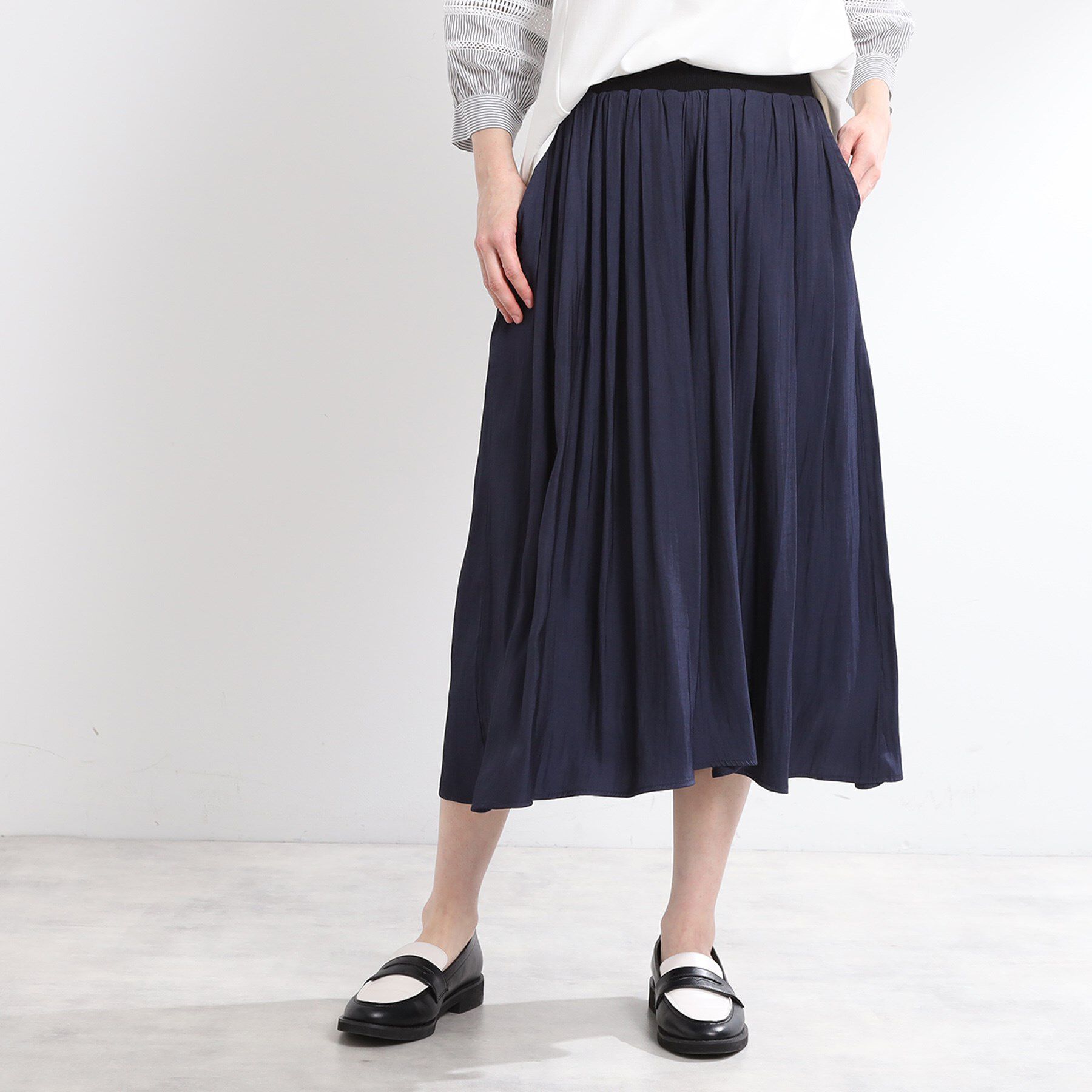 Reflect「【手洗い可／ウエスト総ゴム】シャンブレースカーチョパンツ」|その他|ネイビー(094)