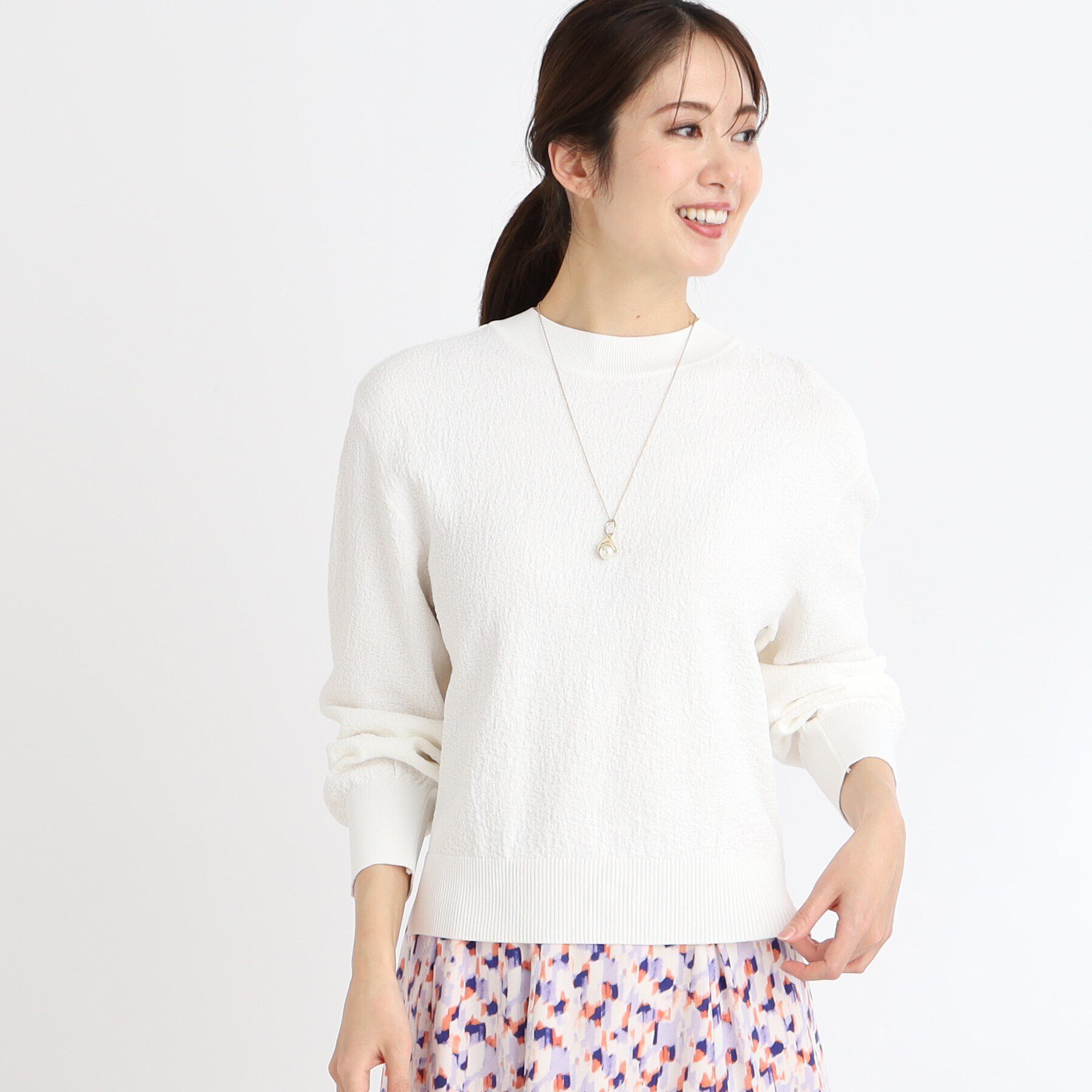 Reflect「プチハイネックジャカードニット」|ニット・セーター|オフホワイト(003