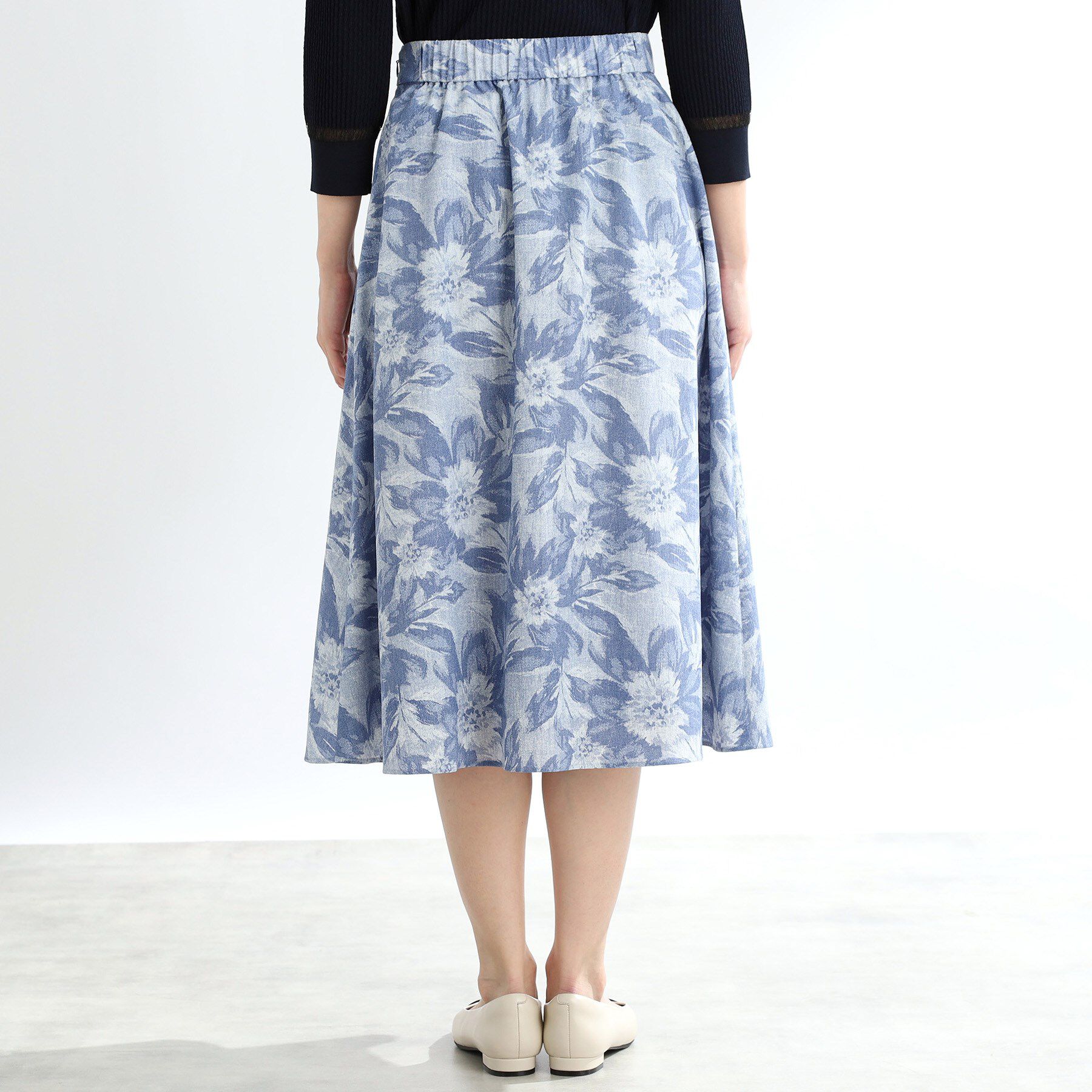 Reflect「【マシンウォッシュ可】デニムフラワーフレアスカート」|スカート|