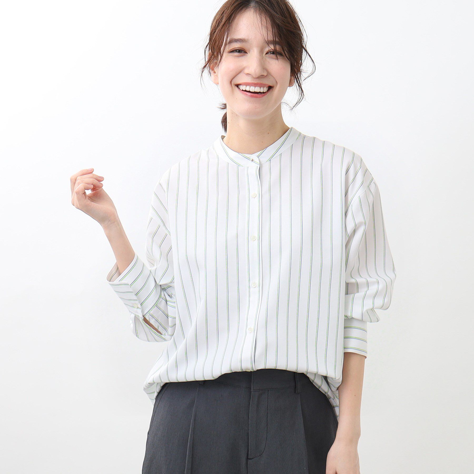 Reflect「【夏SALE／接触冷感／洗える】ストライプコクーンシルエットシャツ」|シャツ・ブラウス|