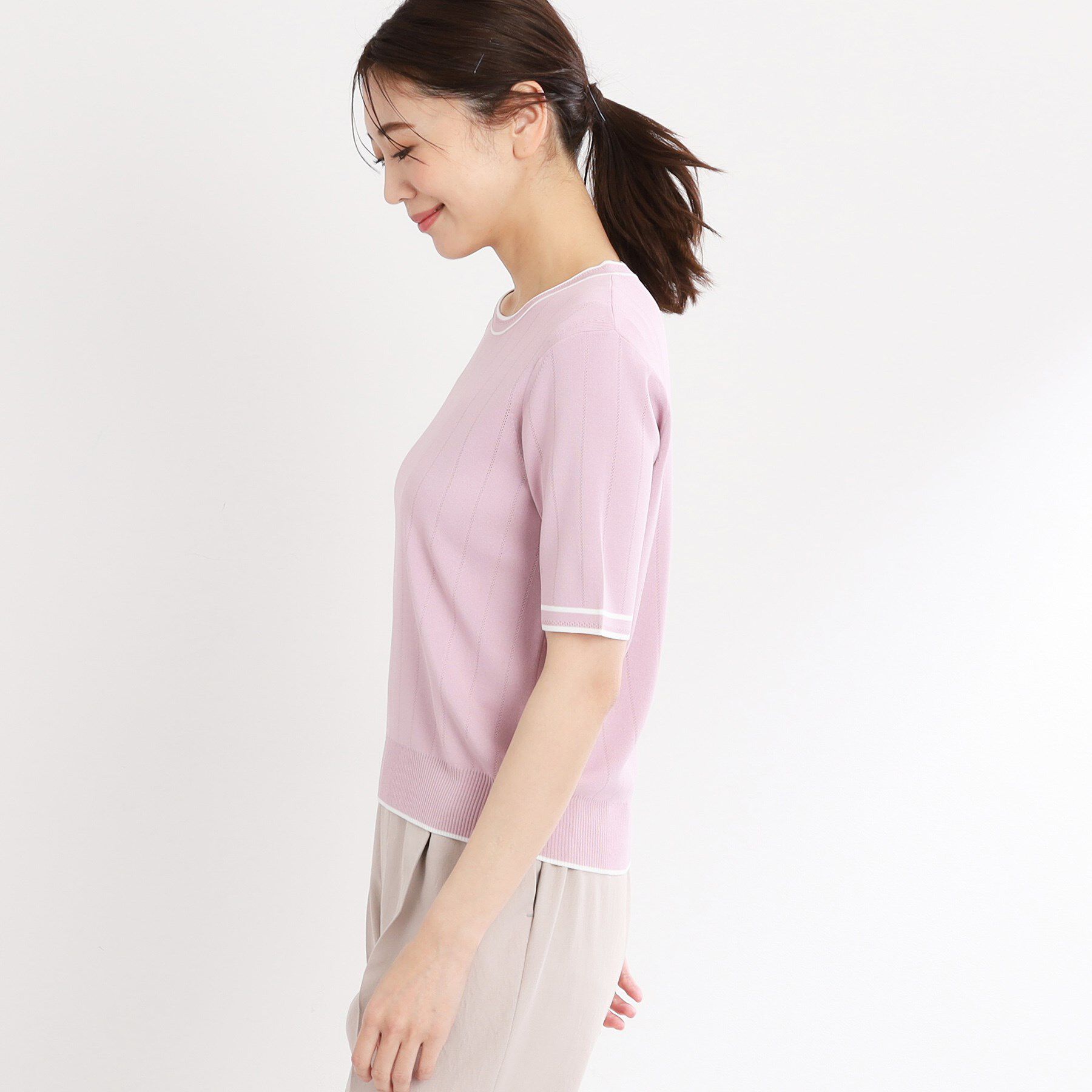 Reflect「【手洗い可／アンサンブル可】五分袖ニット」|ニット・セーター|