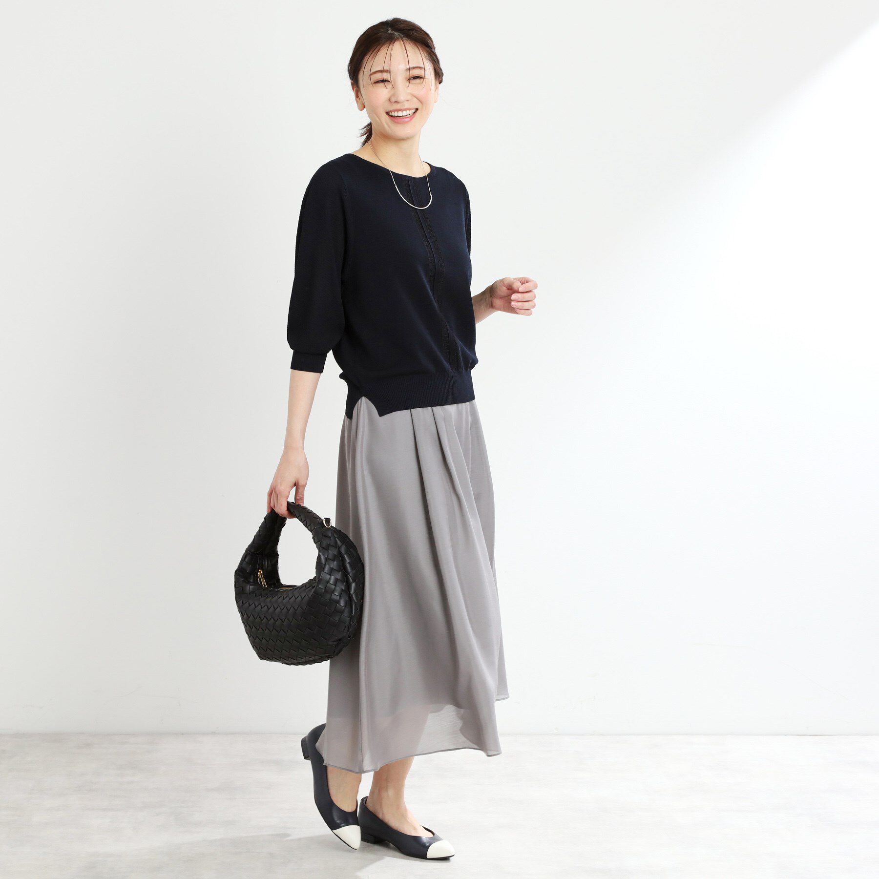 Reflect「【接触冷感／洗える／ジャケットインナーにおすすめ】レースデザインニット」|ニット・セーター|