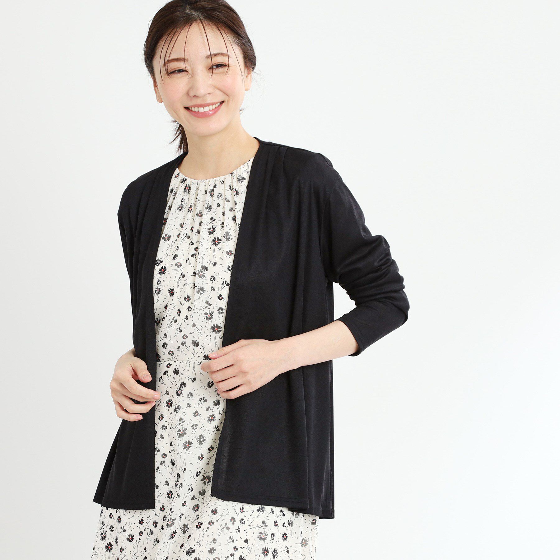 Reflect「【洗える】ジャージカーディガン」|カーディガン|ブラック(019)