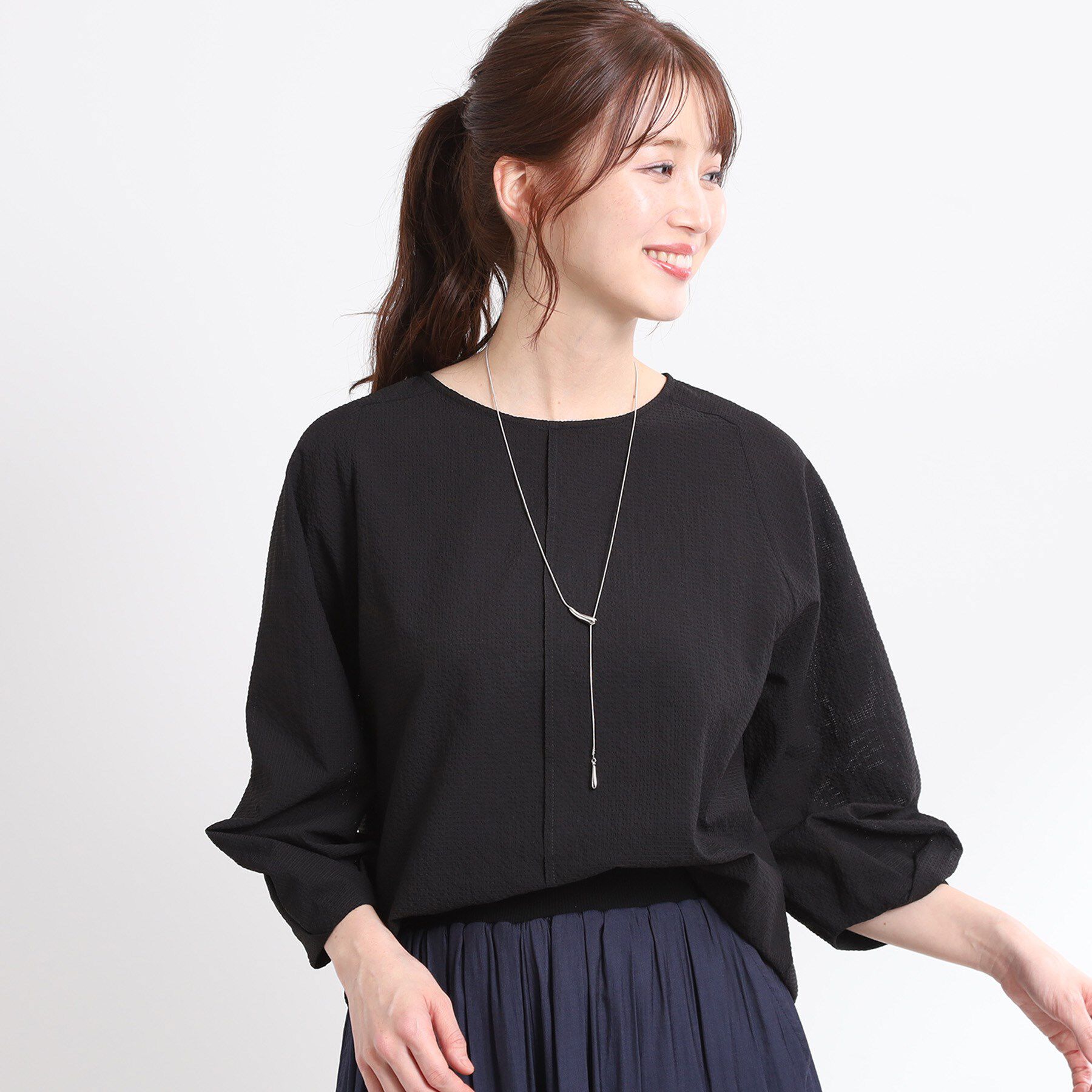 Reflect「【夏SALE／E‐QUALITY／手洗い可】デザインスリーブブラウス」|シャツ・ブラウス|ブラック(019)