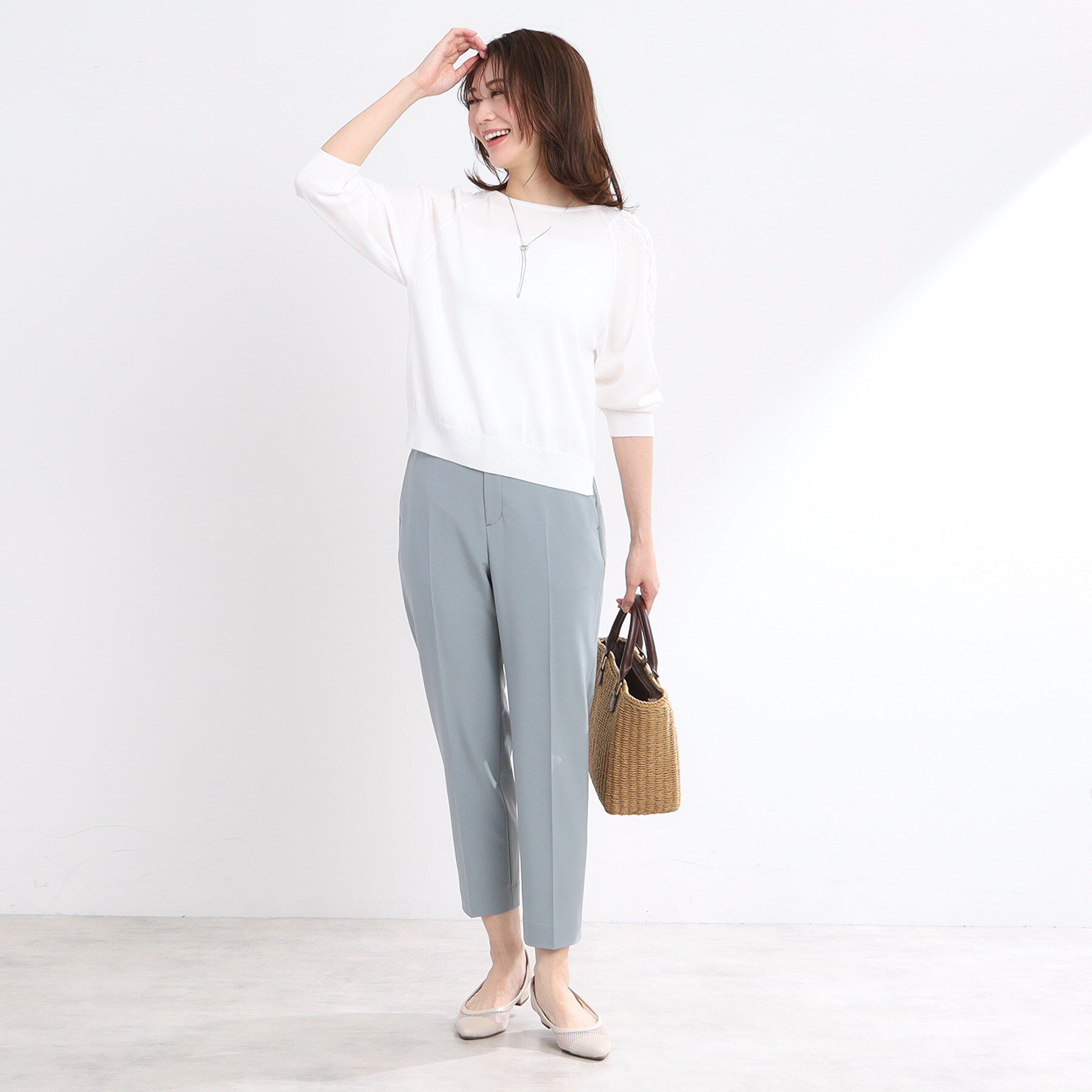 Reflect「【WEB先行カラーあり／手洗い可】透かし柄スリーブニット」|ニット・セーター|