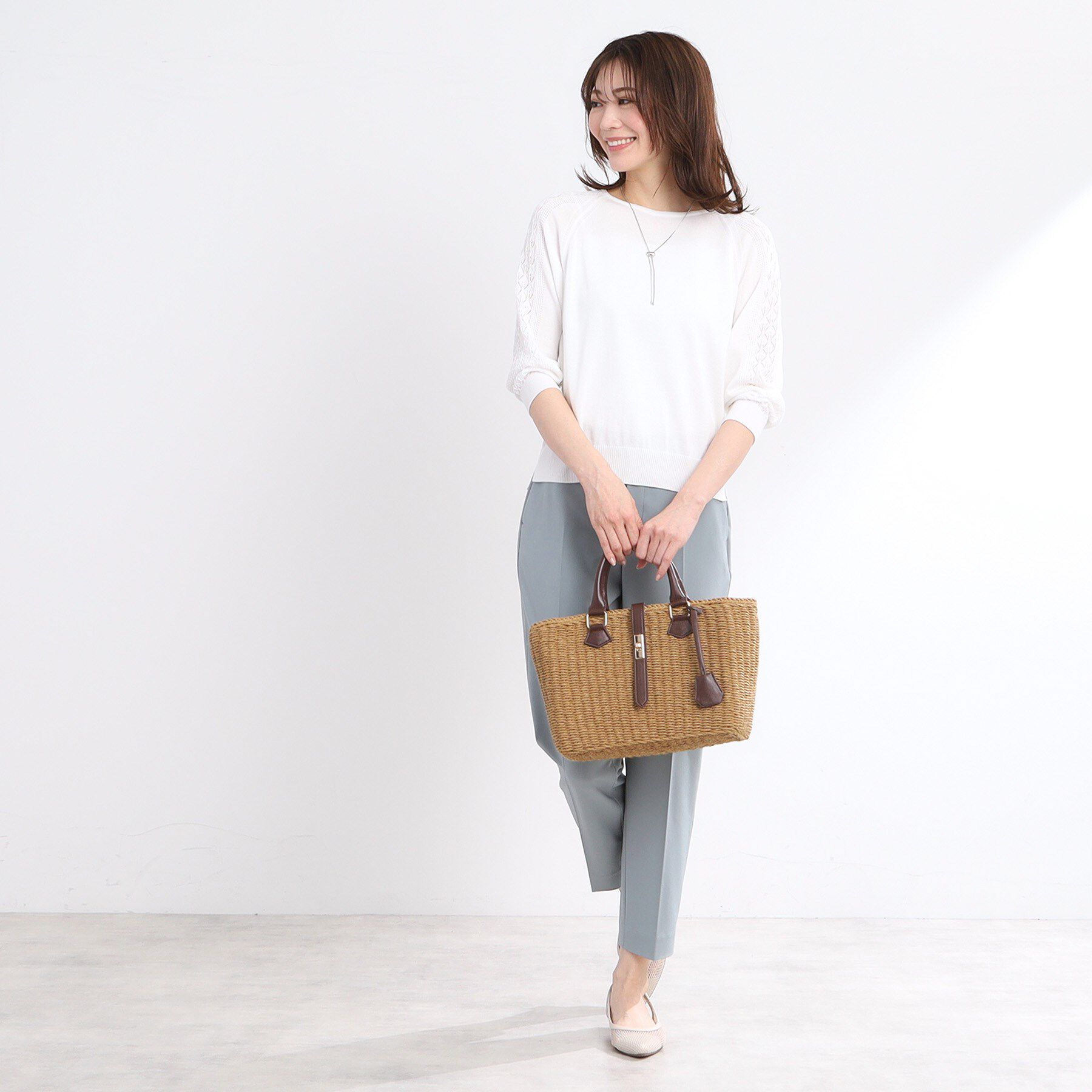 Reflect「【WEB先行カラーあり／手洗い可】透かし柄スリーブニット」|ニット・セーター|