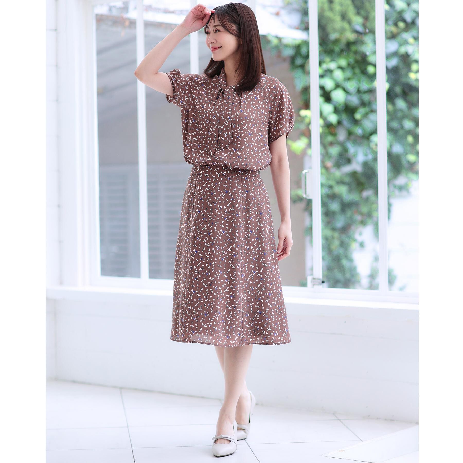 Reflect「【マシンウォッシュ可／セットアップ可】Aラインプリントスカート」|スカート|