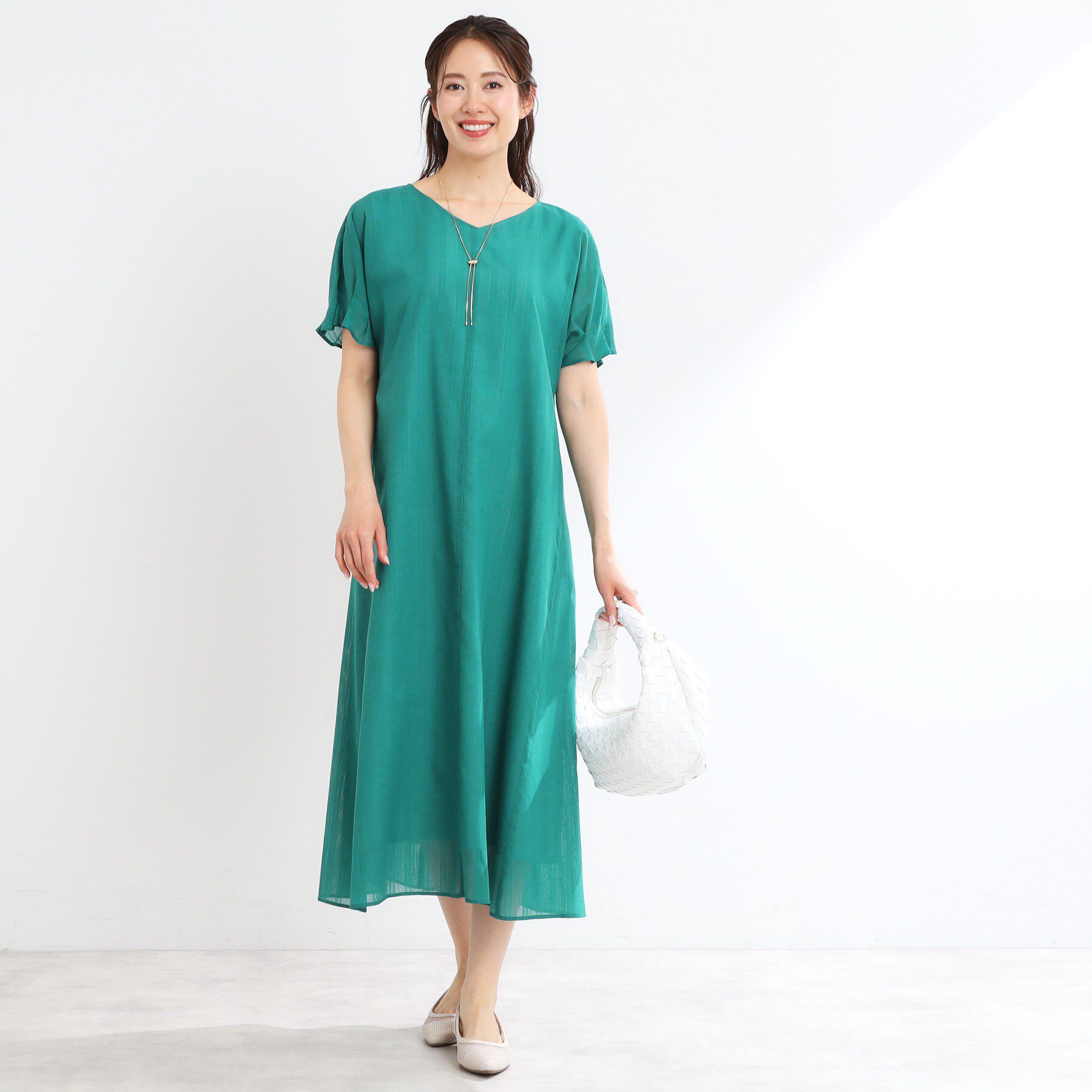 Reflect「【夏SALE／一枚で決まる◎／手洗い可】シアーストライプソフトAラインワンピース」|ワンピース|