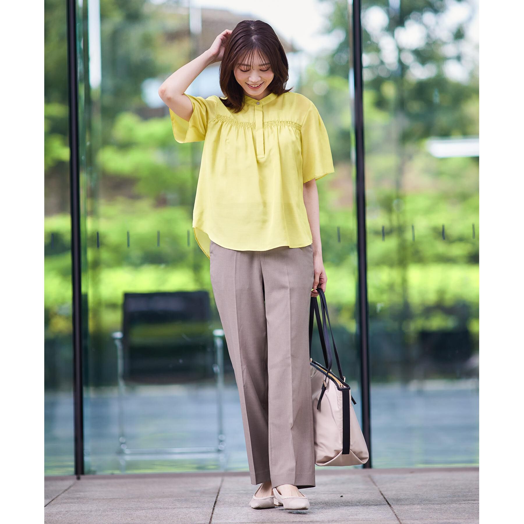 Reflect「【選べる5色◎／マシンウォッシュ可】シャーリングデザインブラウス」|シャツ・ブラウス|