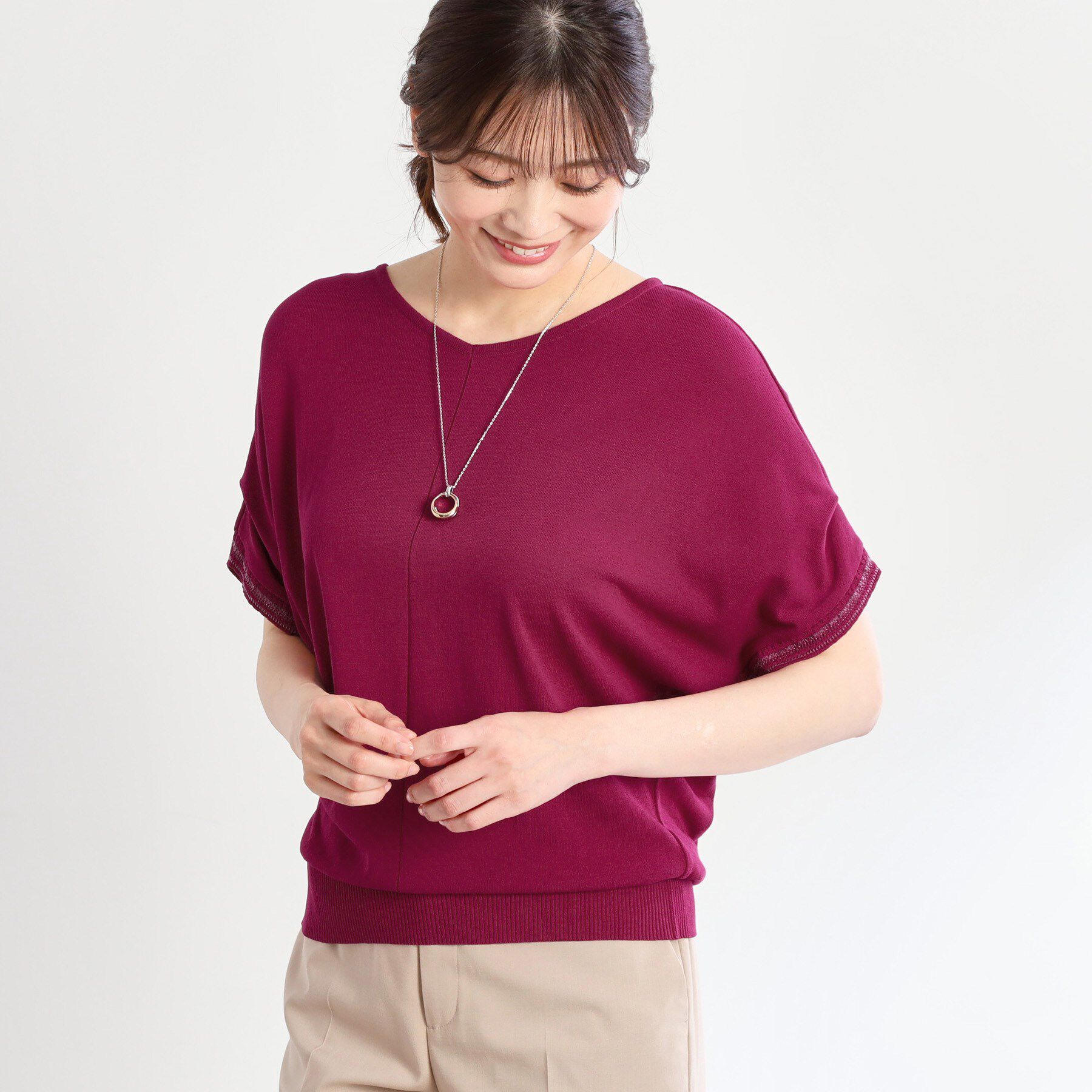 Reflect「【選べる7色◎／手洗い可／二の腕カバー】半袖ニット」|ニット・セーター|