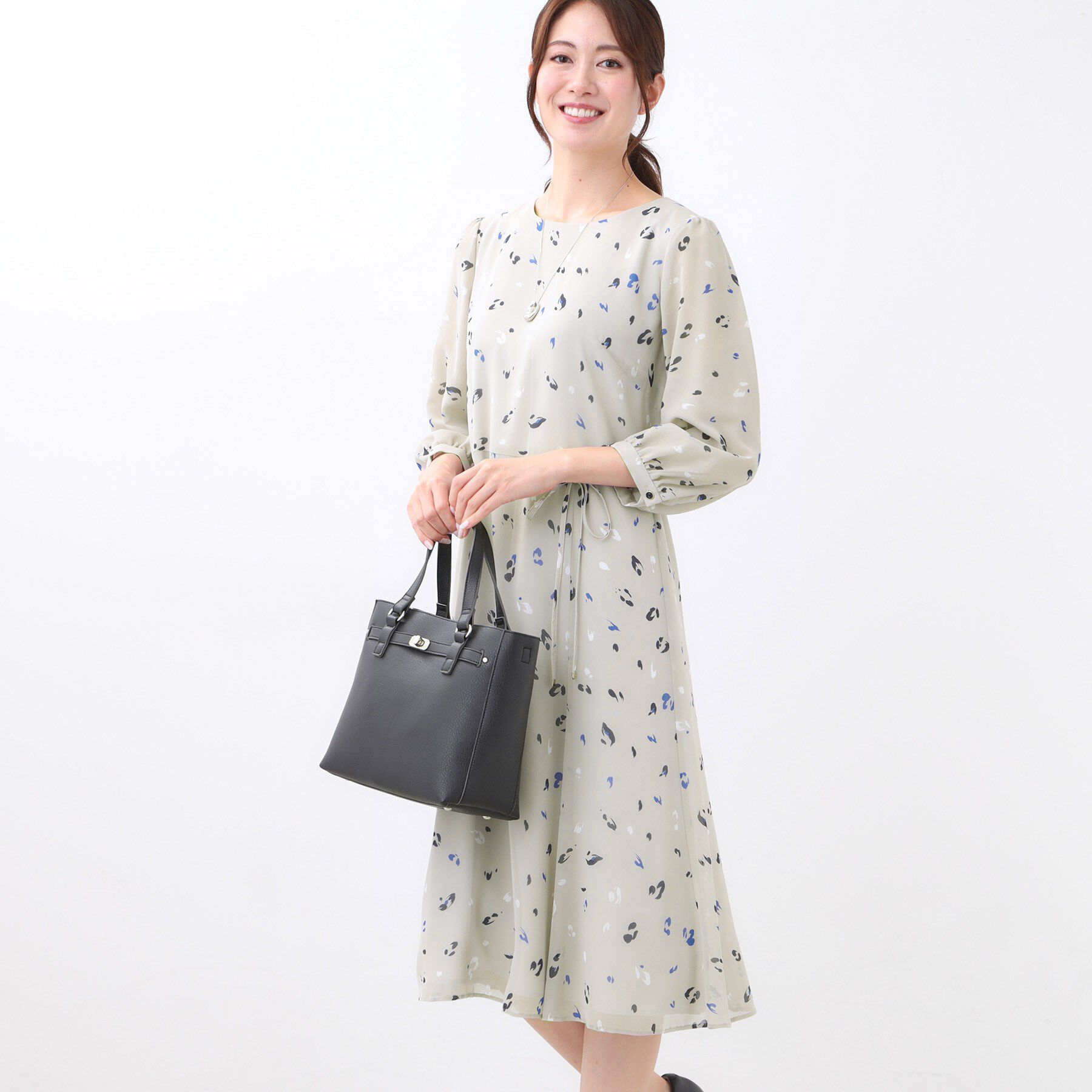 Reflect「【ウエストリボン付き】フレアプリントワンピース」|ワンピース|