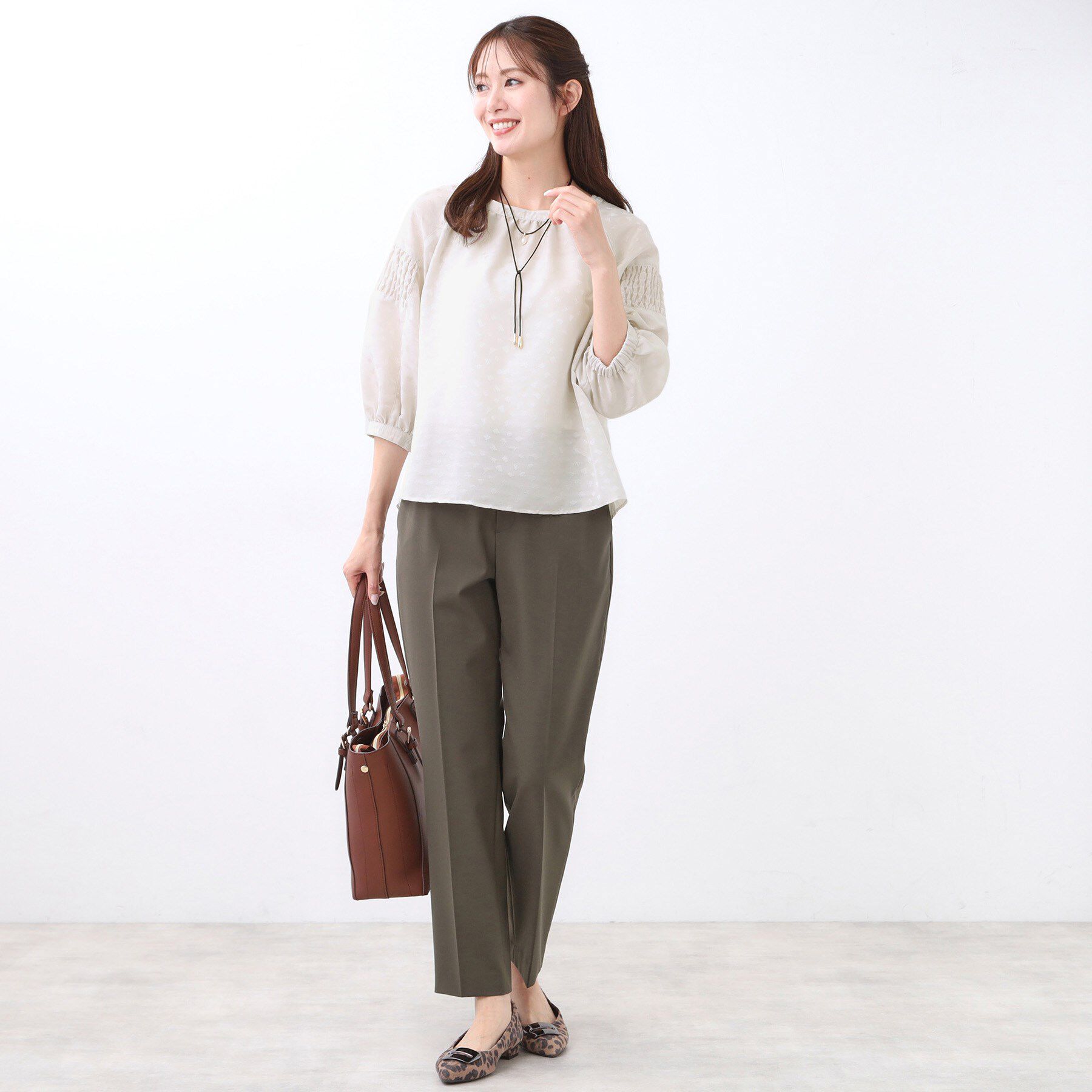 Reflect「【一枚で着映える◎】レオパード風ジャカードブラウス」|シャツ・ブラウス|