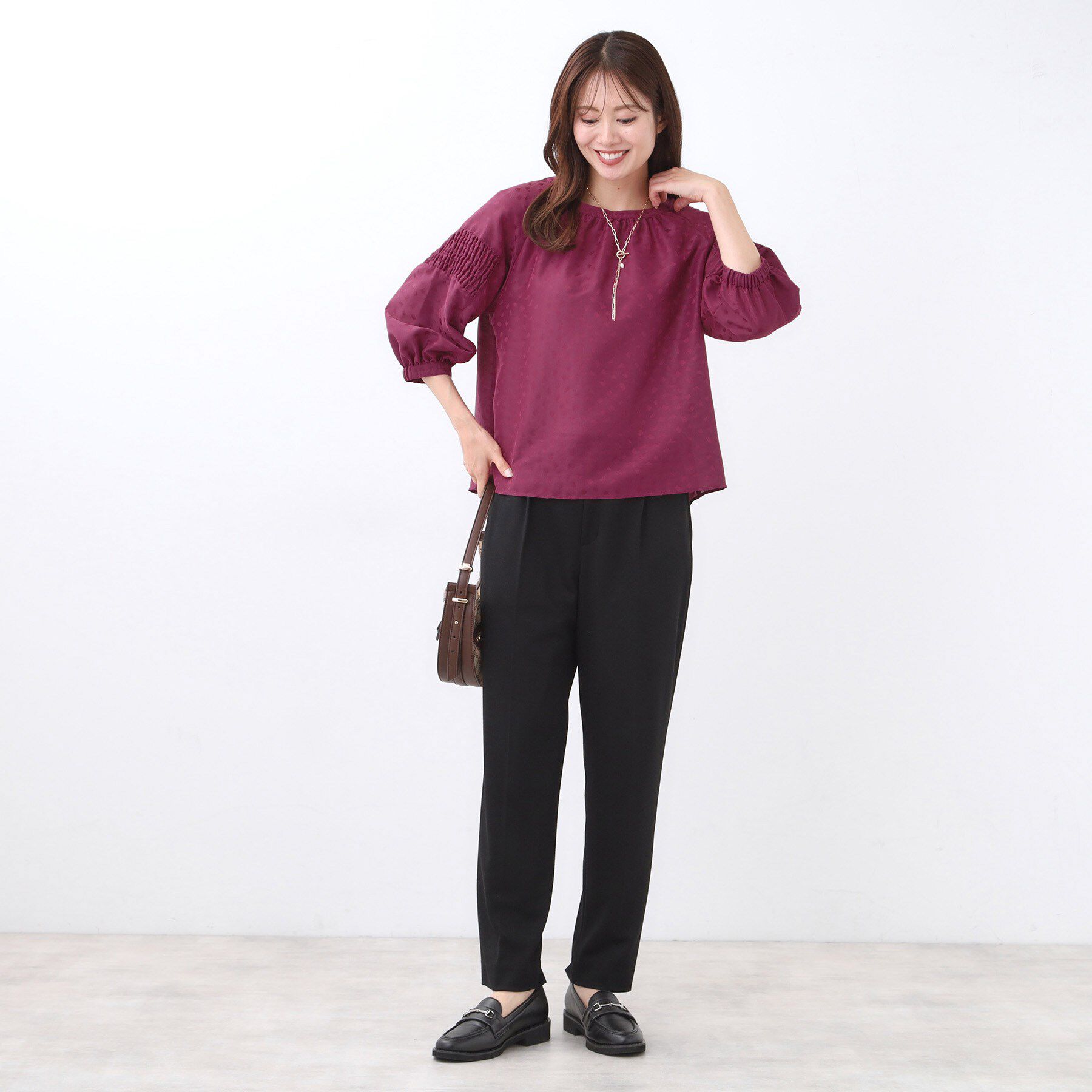 Reflect「【一枚で着映える◎】レオパード風ジャカードブラウス」|シャツ・ブラウス|