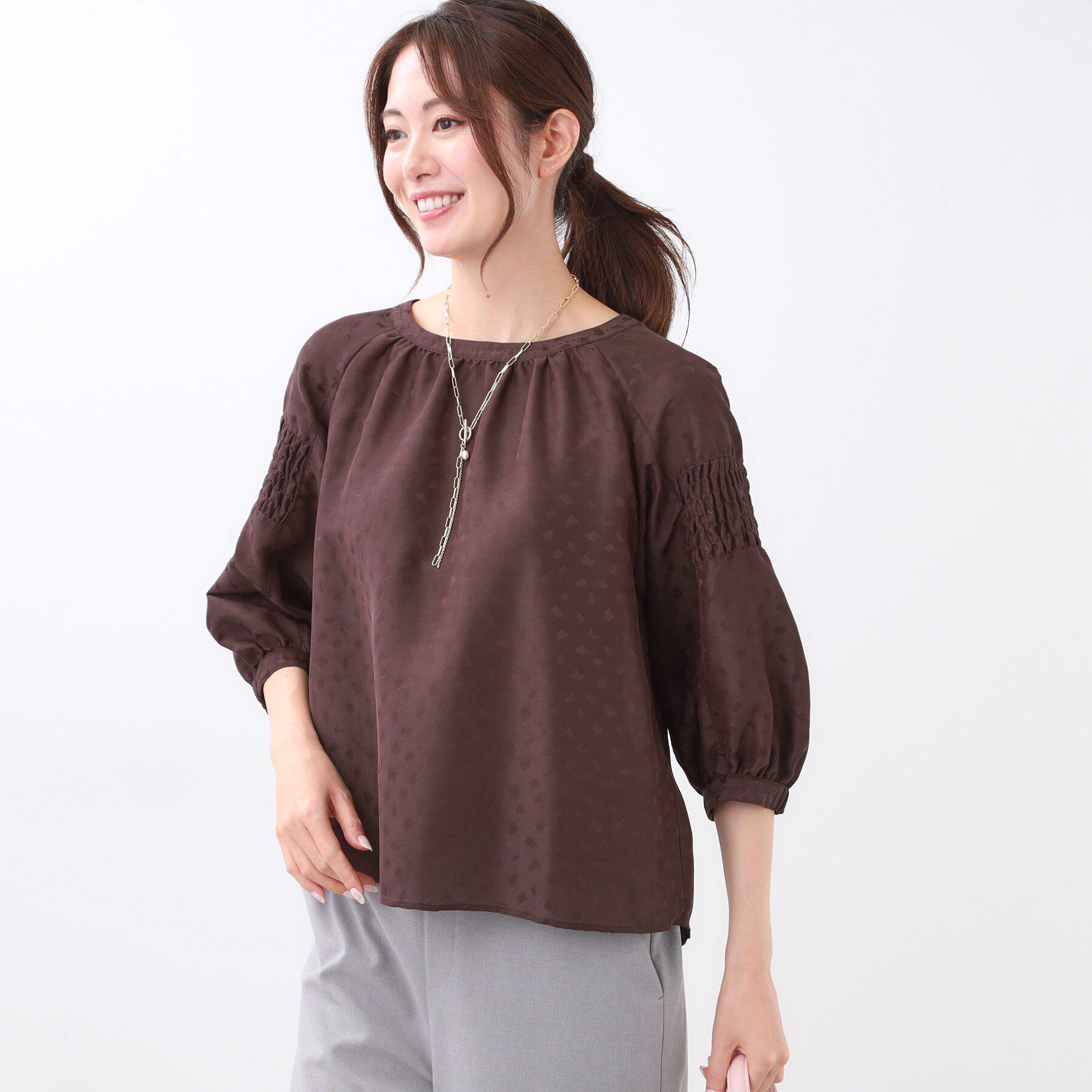 Reflect「【一枚で着映える◎】レオパード風ジャカードブラウス」|シャツ・ブラウス|