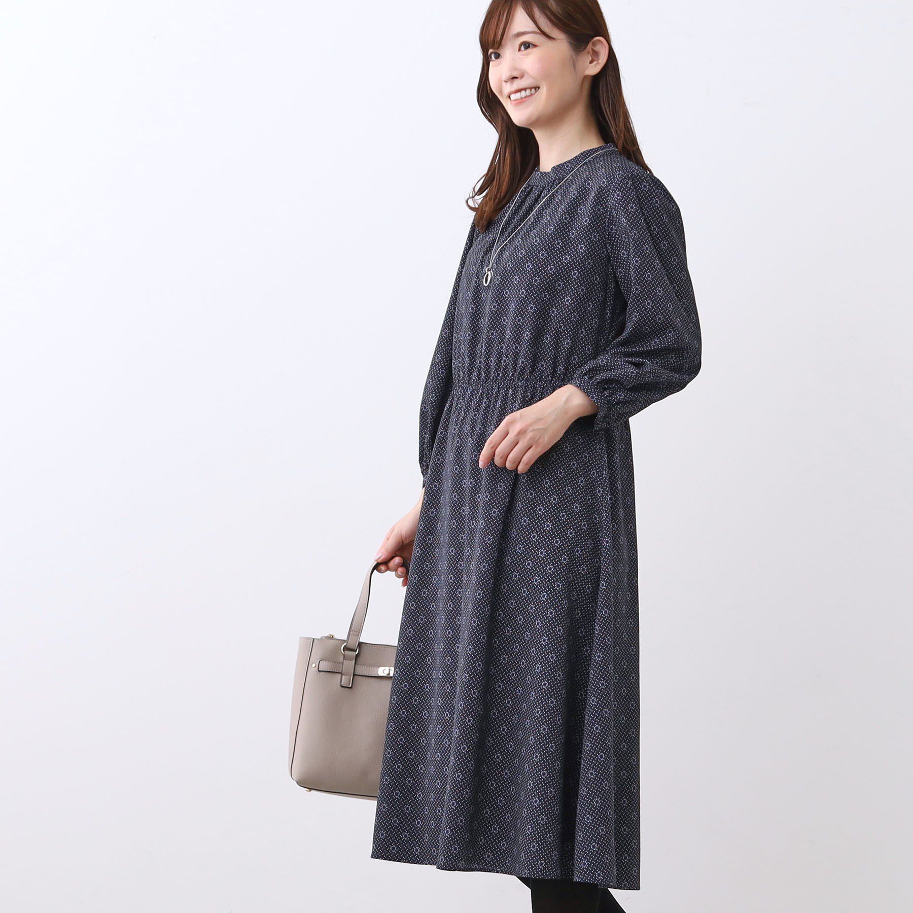 Reflect「【きちんと見え／通勤／セレモニーにおすすめ◎】ドット&times;ダイヤ柄ワンピース」|ワンピース|