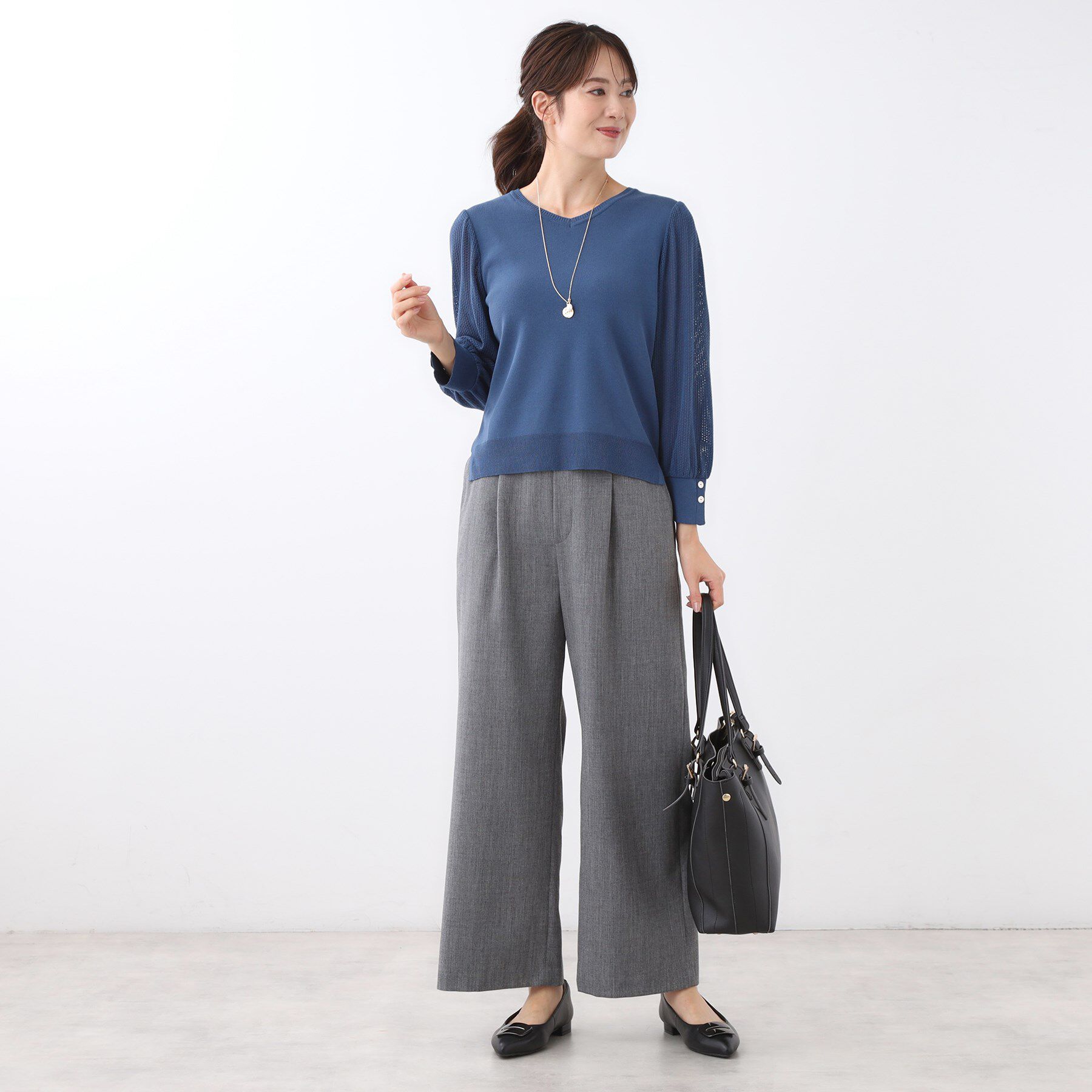 Reflect「【秋映え◎】Vネック&times;メッシュスリーブニット」|ニット・セーター|