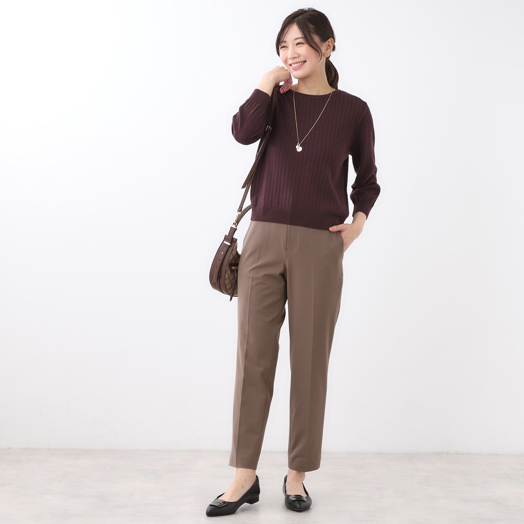 Reflect「【WEB先行カラーあり／インナーにおすすめ◎／アンサンブル可】すっきり見え縦編み柄ニット」|ニット・セーター|