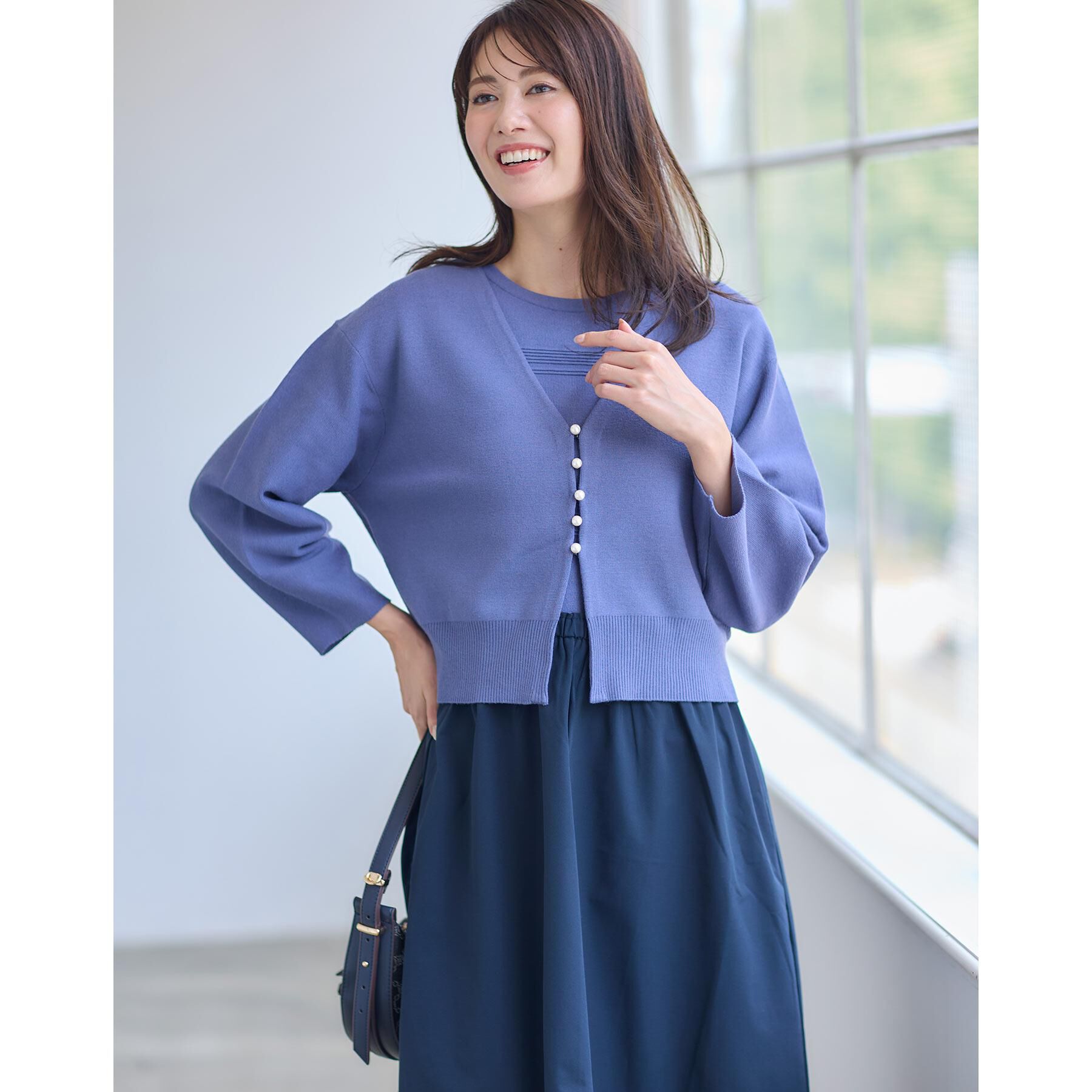 Reflect「【軽い羽織に◎／セットアップ可】パール調ボタン付きカーディガン」|カーディガン|