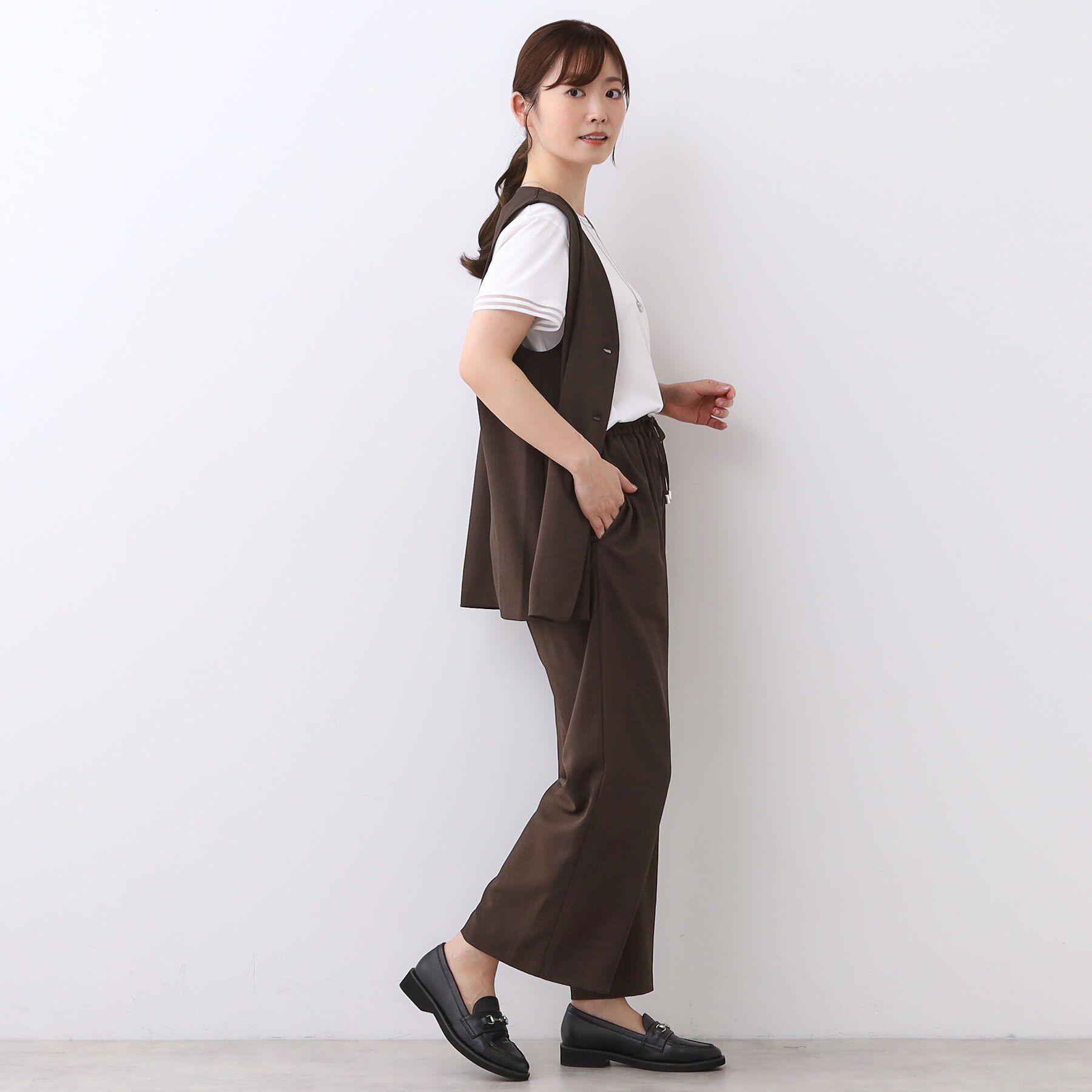 Reflect「【ウエスト総ゴム／セットアップ／単品使いOK◎】ベスト＋ストレートパンツセット」|スーツ|