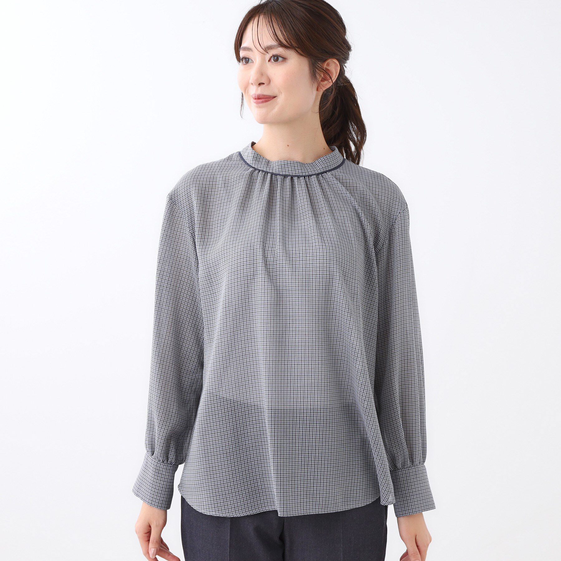 Reflect「【長め丈／ドライタッチ】ガンクラブチェック柄ブラウス」|シャツ・ブラウス|