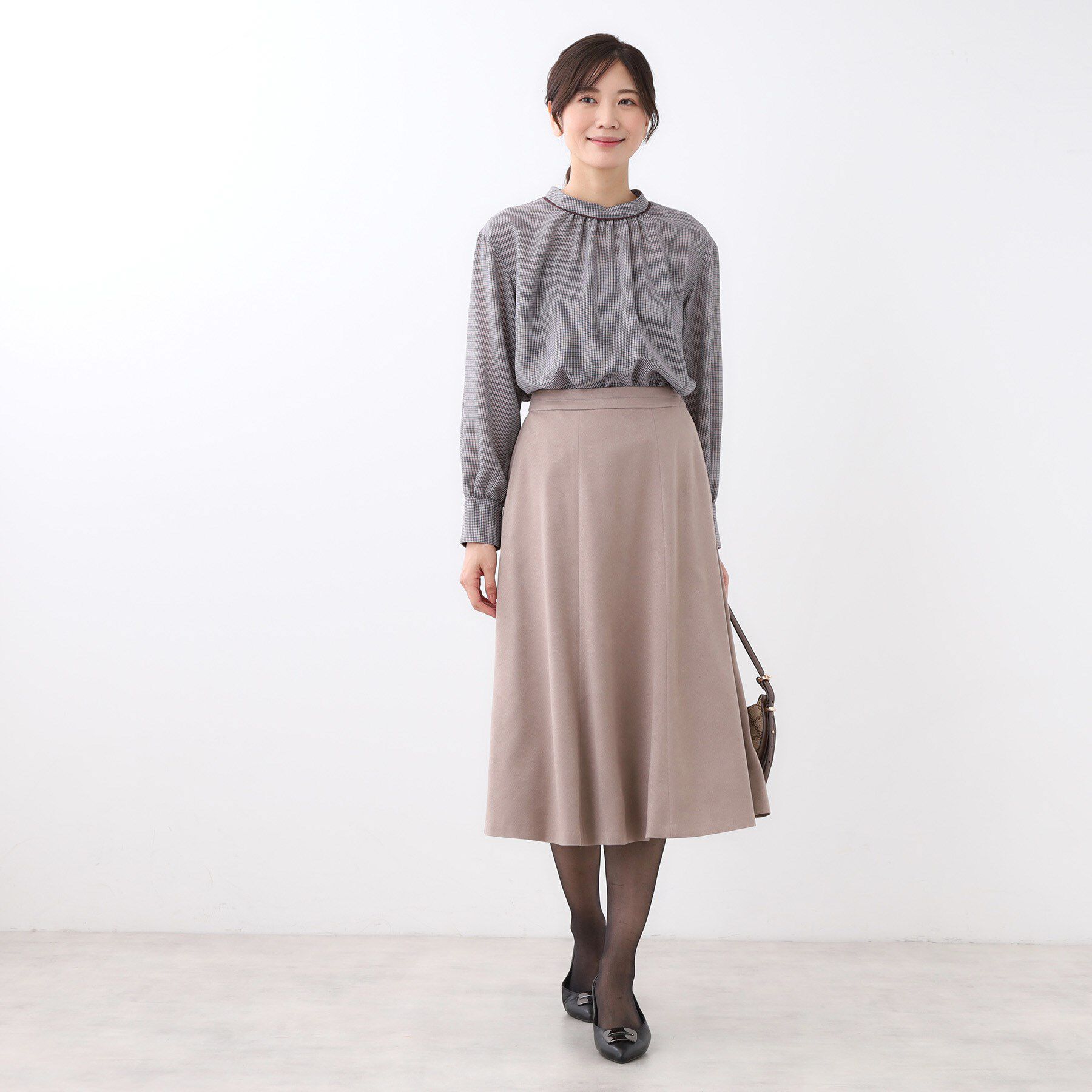 Reflect「【長め丈／ドライタッチ】ガンクラブチェック柄ブラウス」|シャツ・ブラウス|