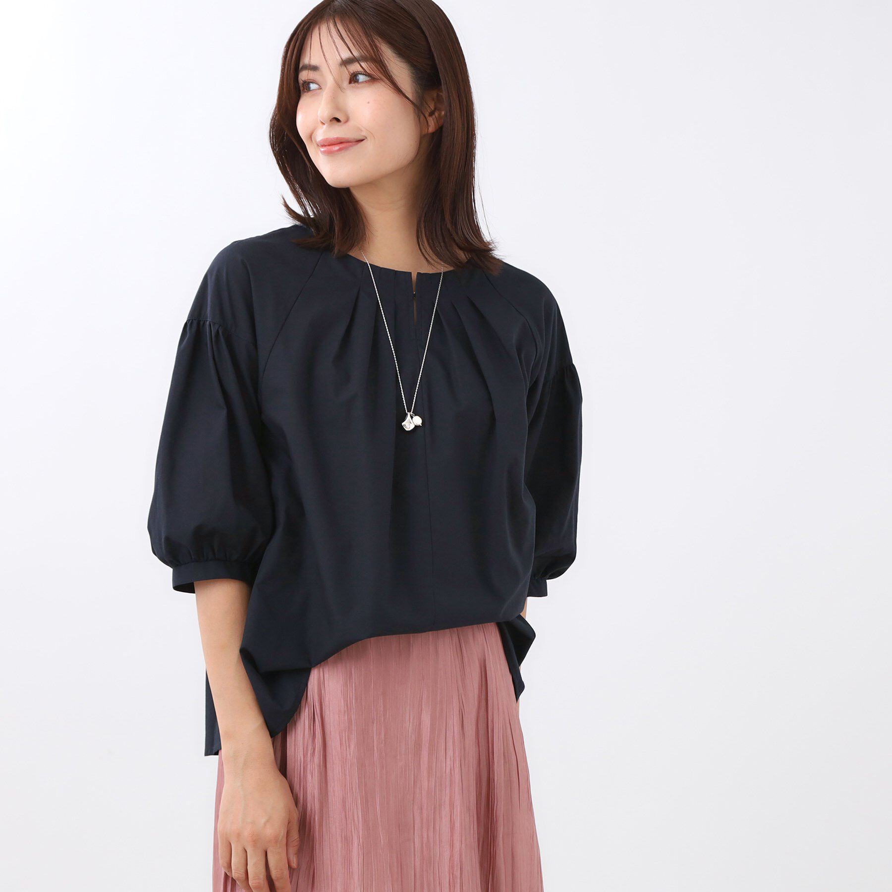 Reflect「【E‐QUALITY／体型カバー／ゆったり着られる◎】ストライプ&times;パフスリーブのブラウス」|シャツ・ブラウス|