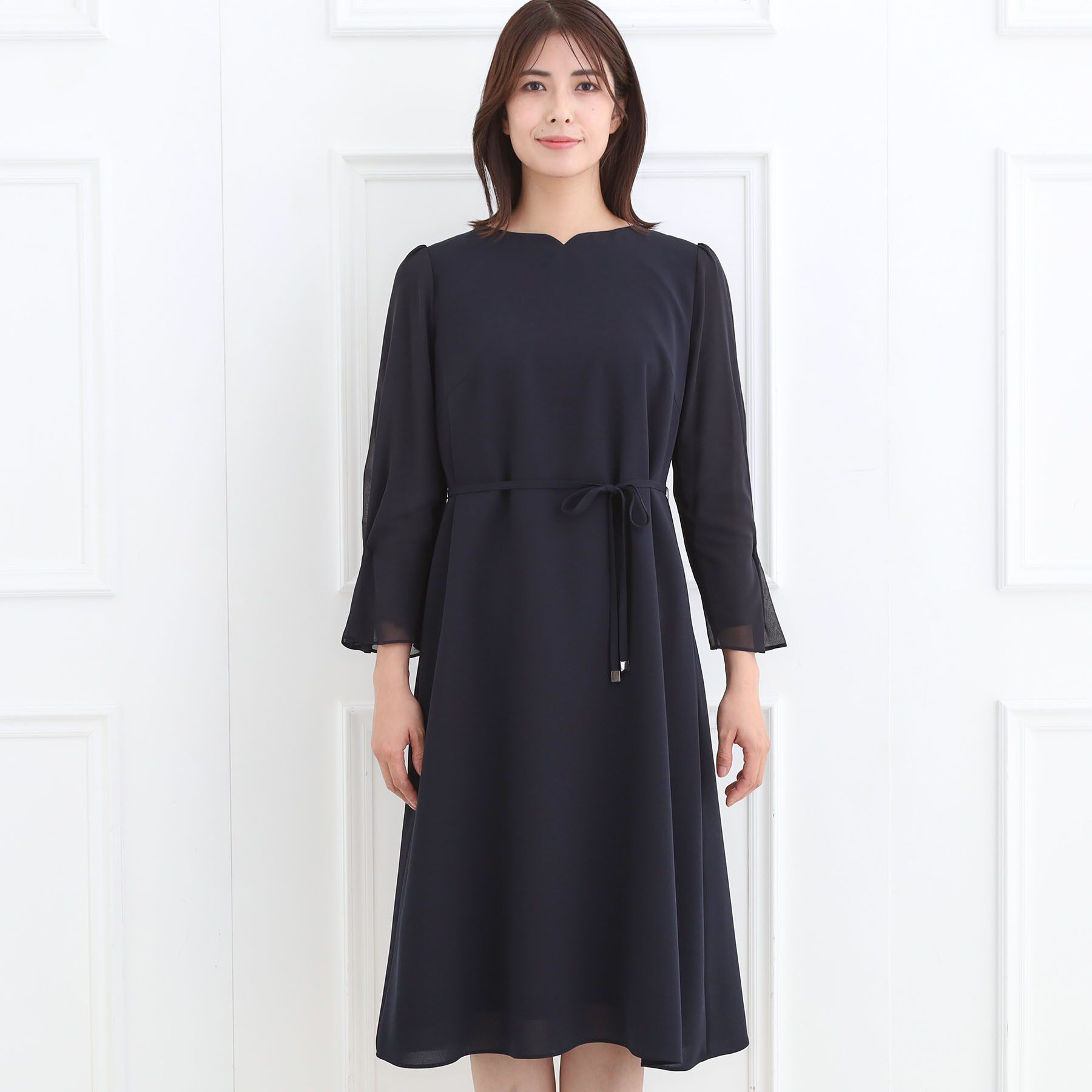 Reflect「【付属リボン付き】スリーブデザインジョーゼットワンピース」|ワンピース|