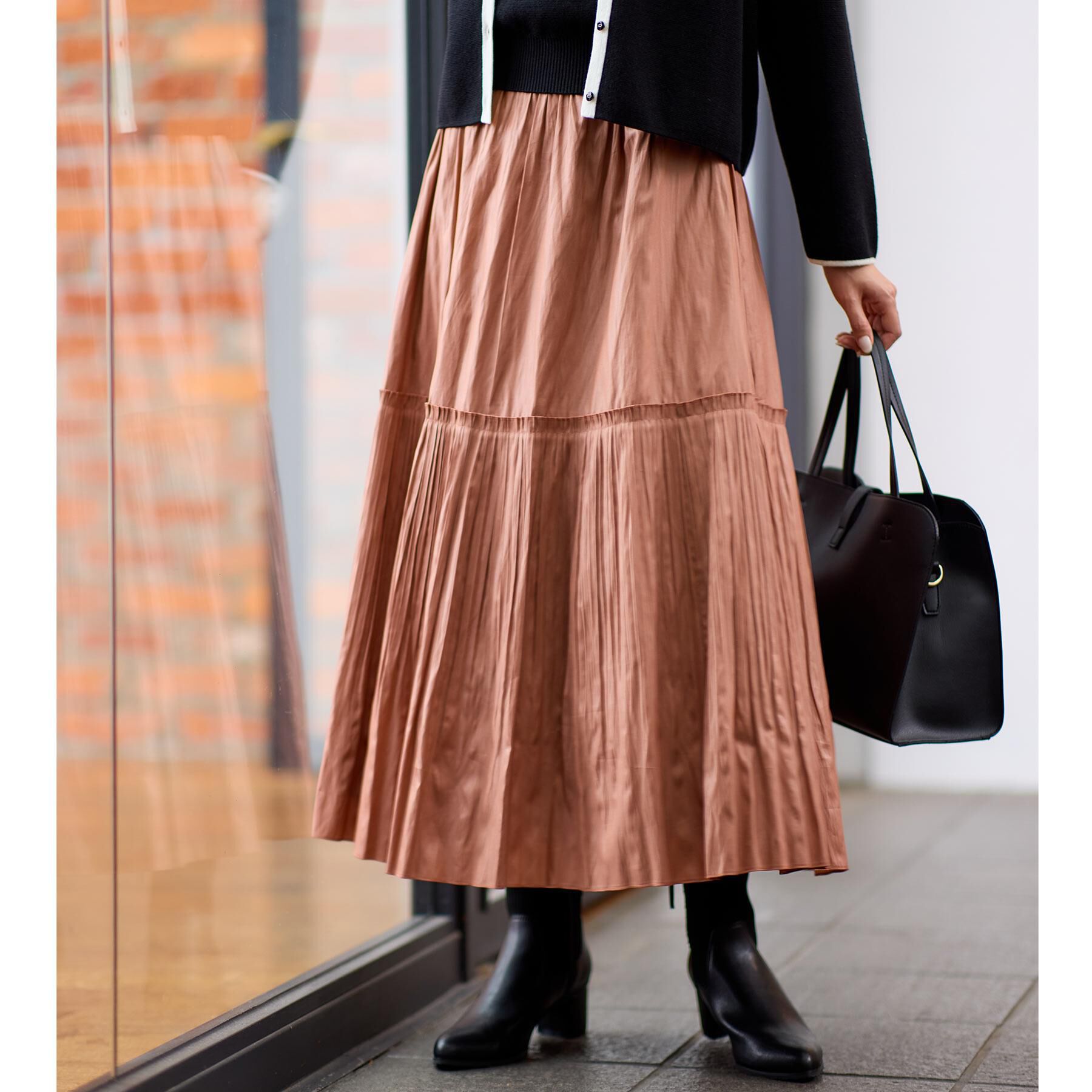 Reflect「【腰周りすっきり◎】プリーツギャザースカート」|スカート|オレンジ(069)