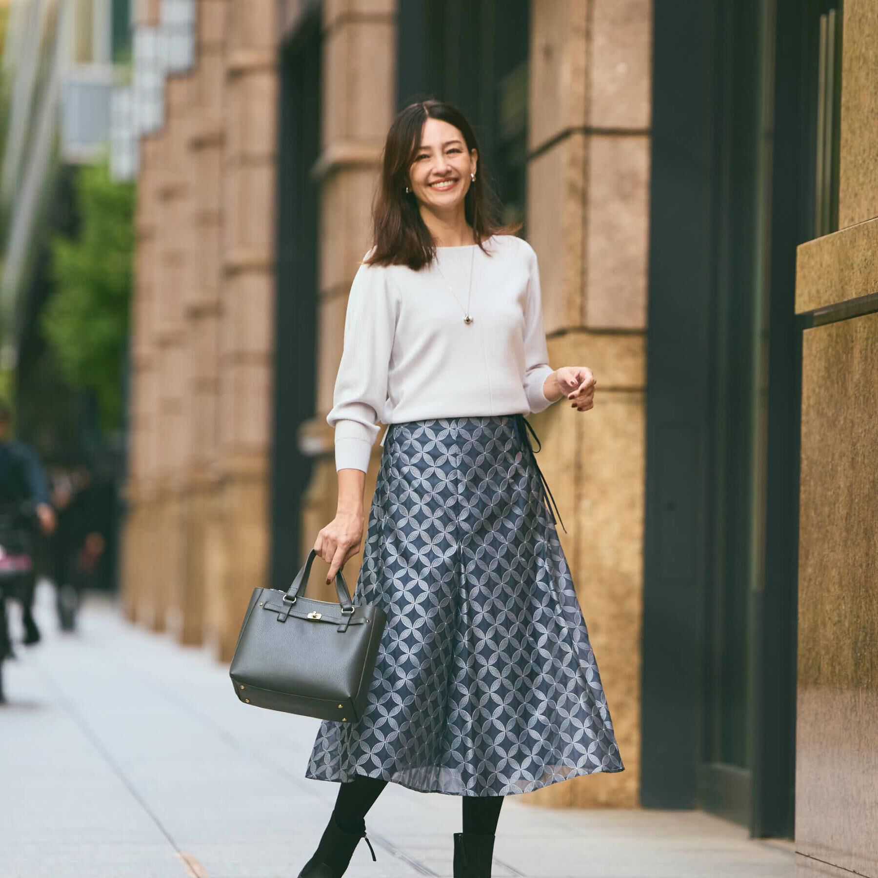 Reflect「【ウエストリボン付き】フラワー柄シアーフレアスカート」|スカート|