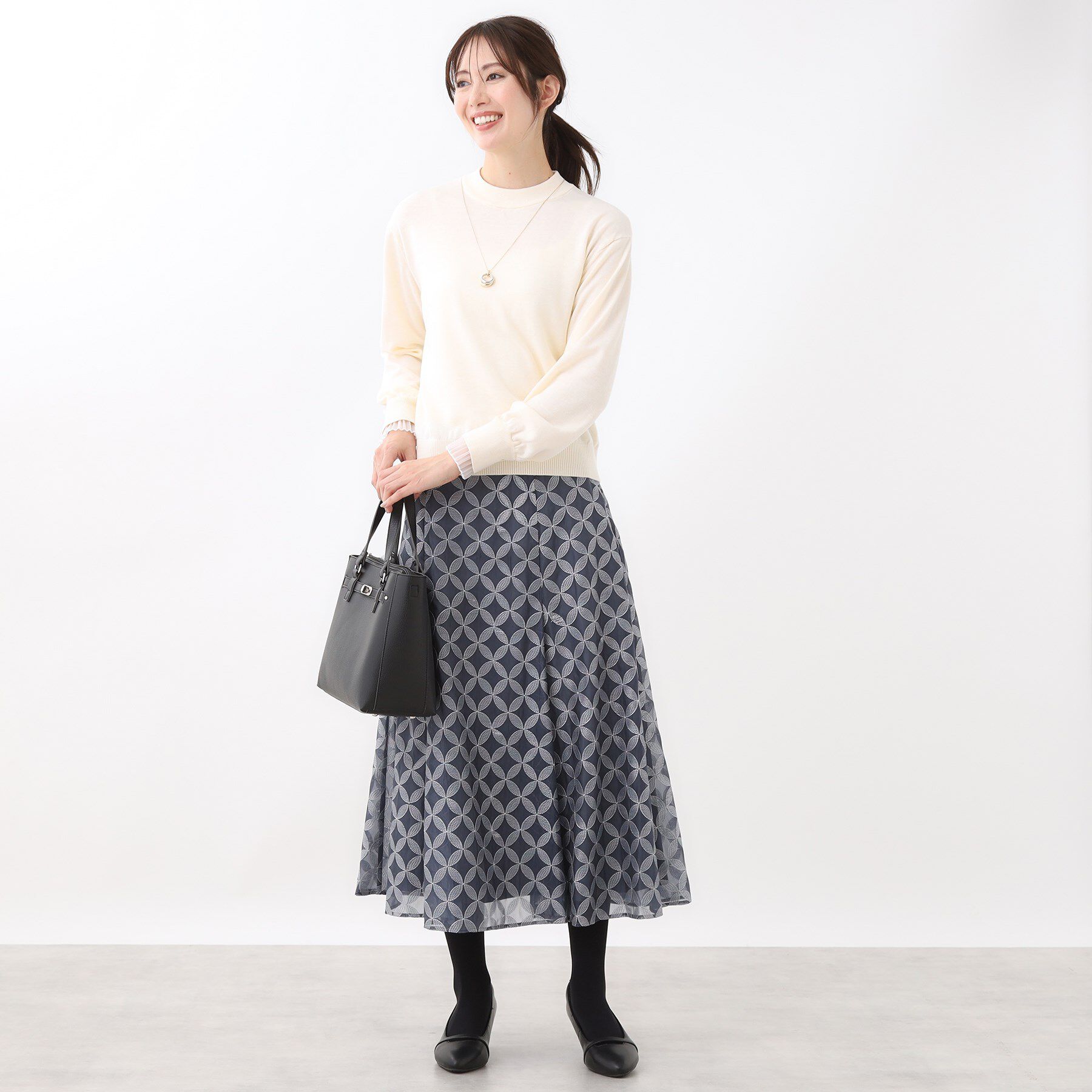 Reflect「【ウエストリボン付き】フラワー柄シアーフレアスカート」|スカート|