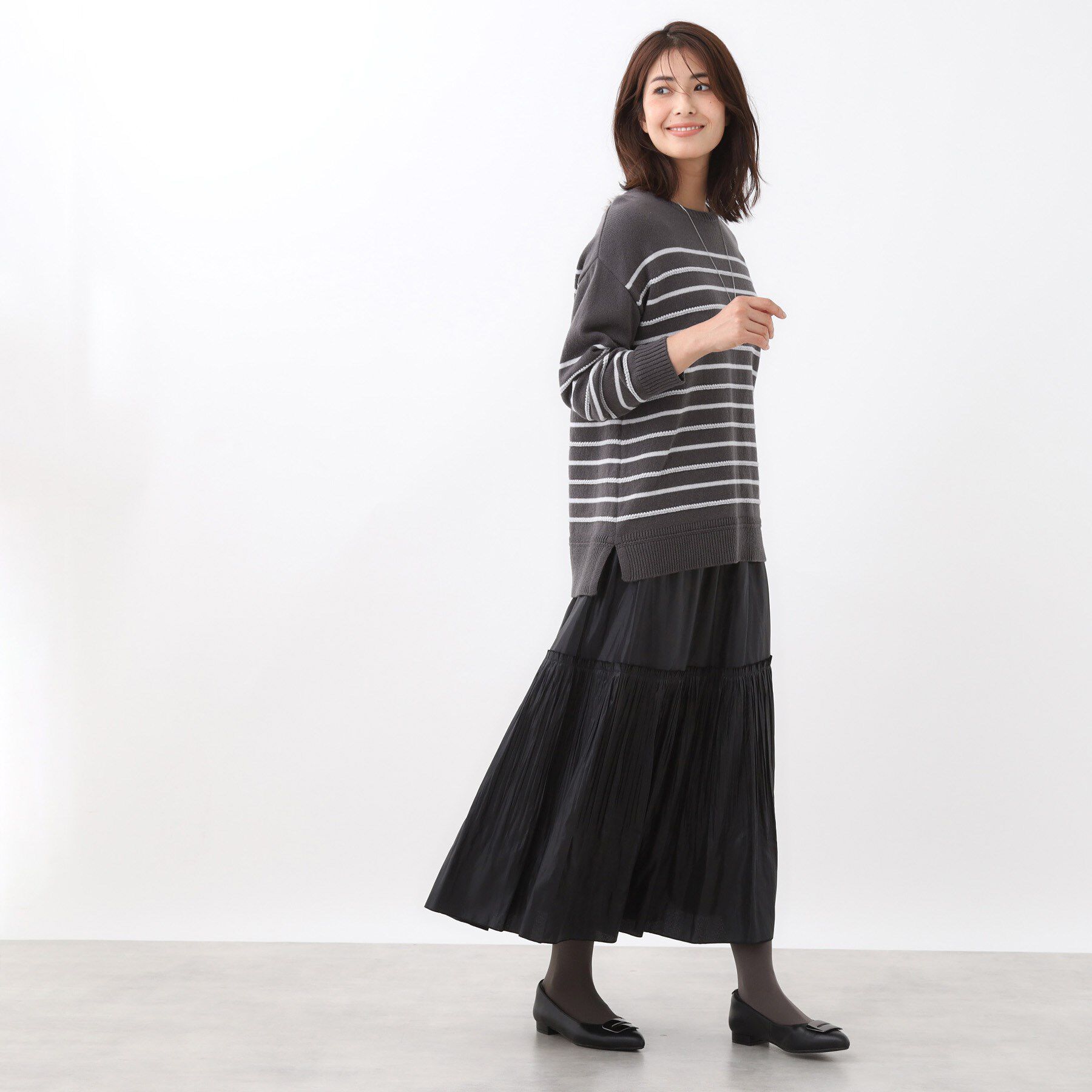 Reflect「【ゆったり着られる◎】ボートネックボーダーニット」|ニット・セーター|